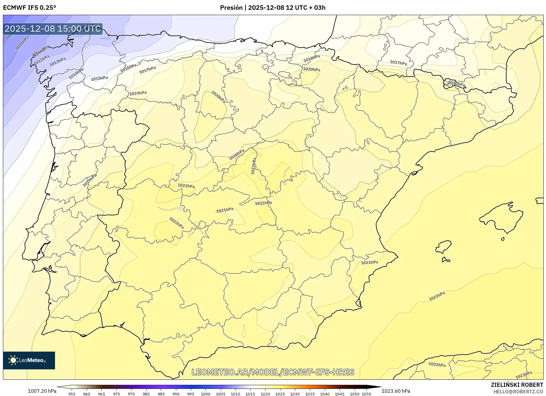 ECMWF IFS 0.25° model - España, Presión