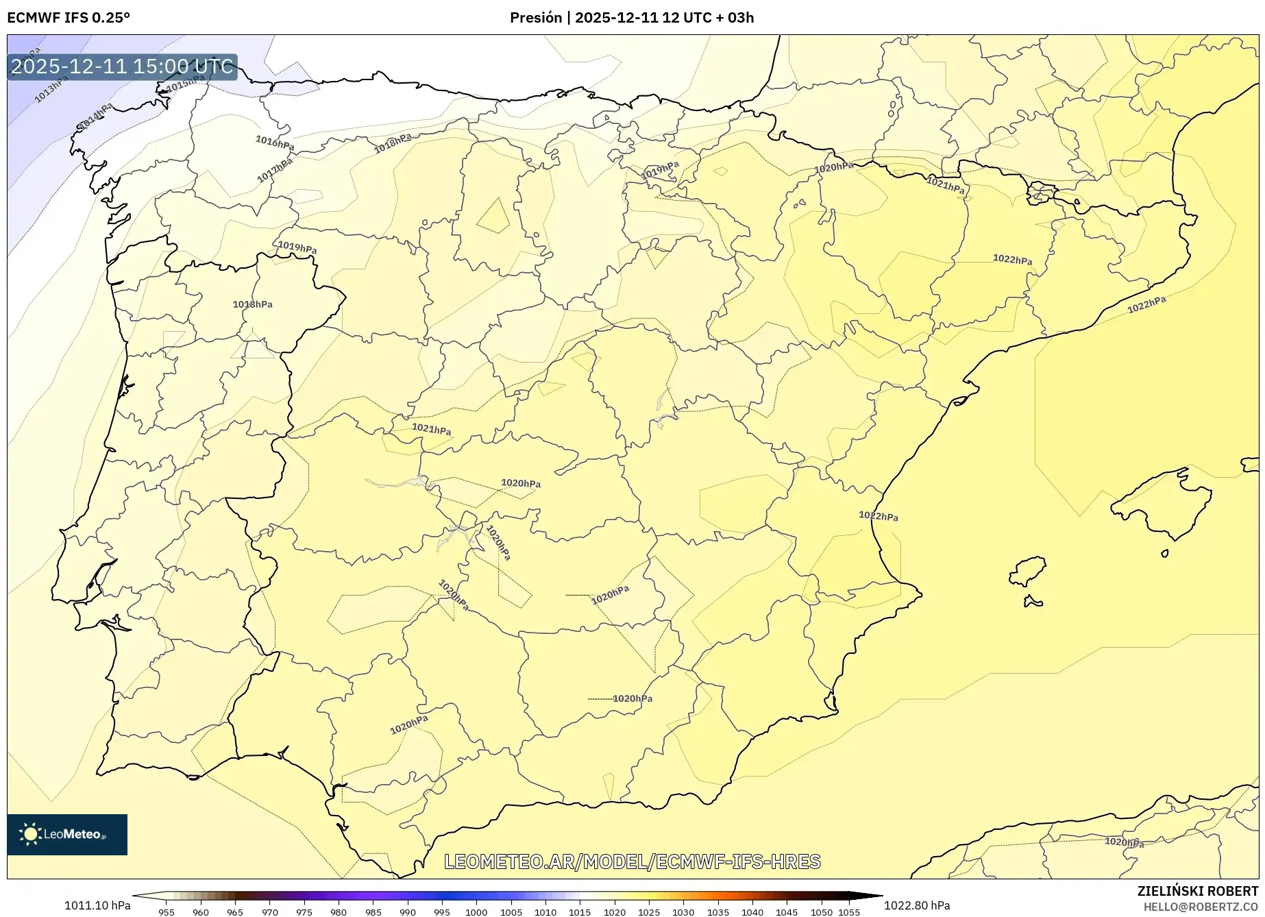 ECMWF IFS 0.25° model - España, Presión