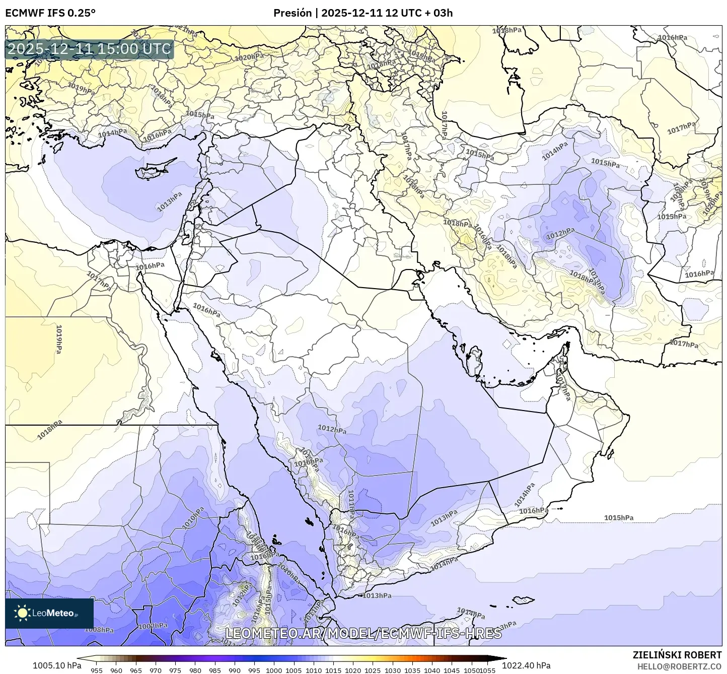 ECMWF IFS 0.25° model - Oriente Medio, Presión