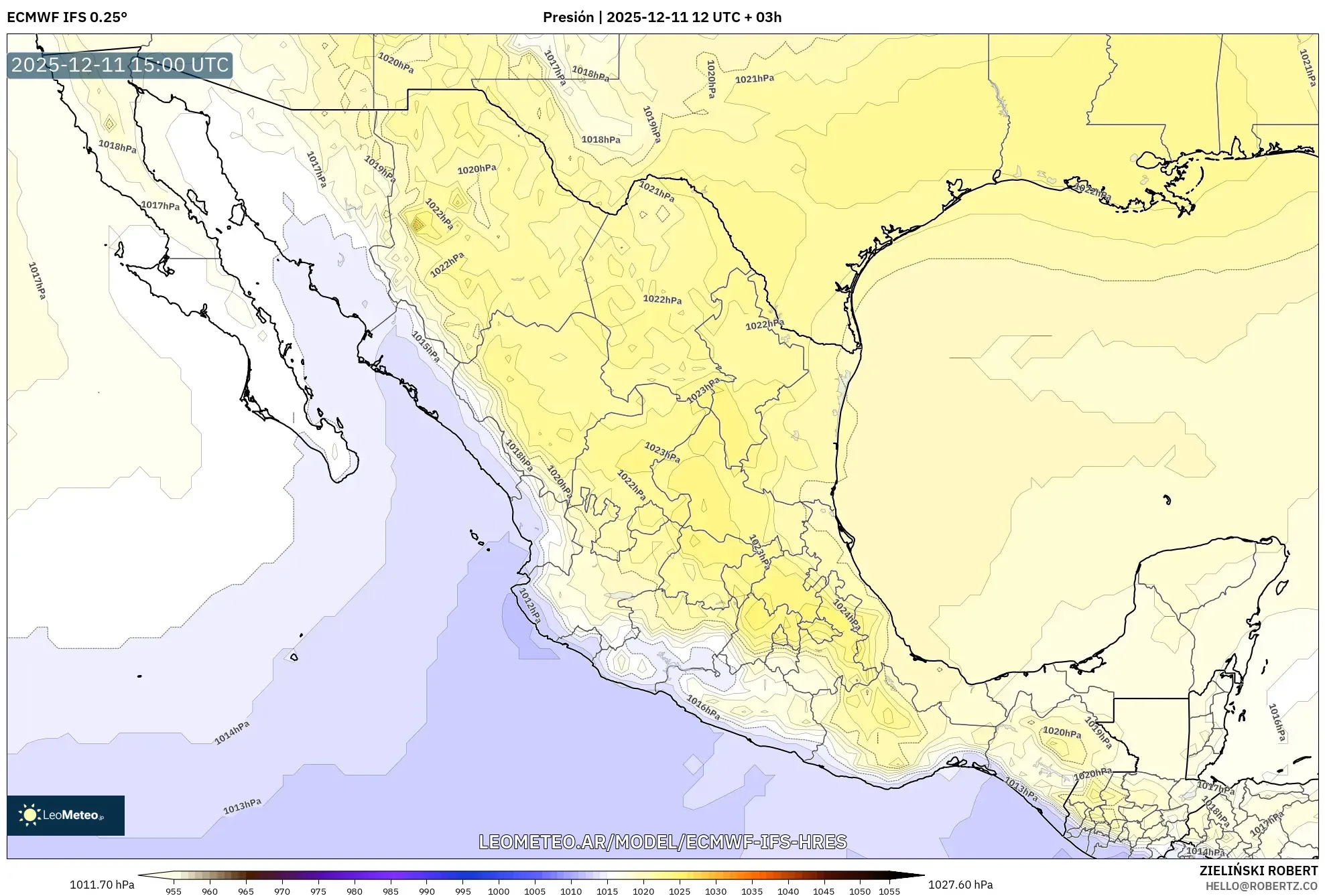 ECMWF IFS 0.25° model - México, Presión