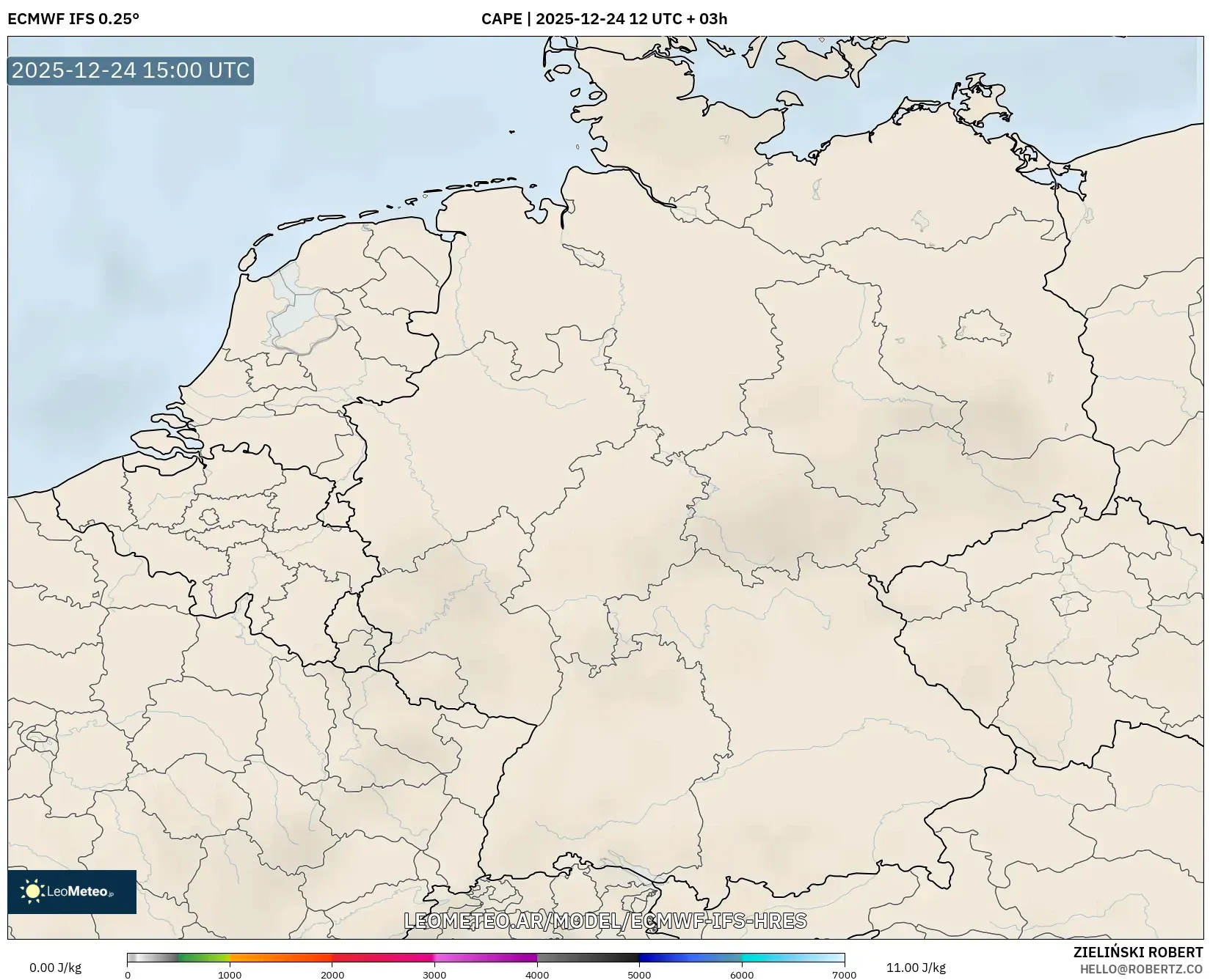 ECMWF IFS 0.25° model - Niemcy, CAPE