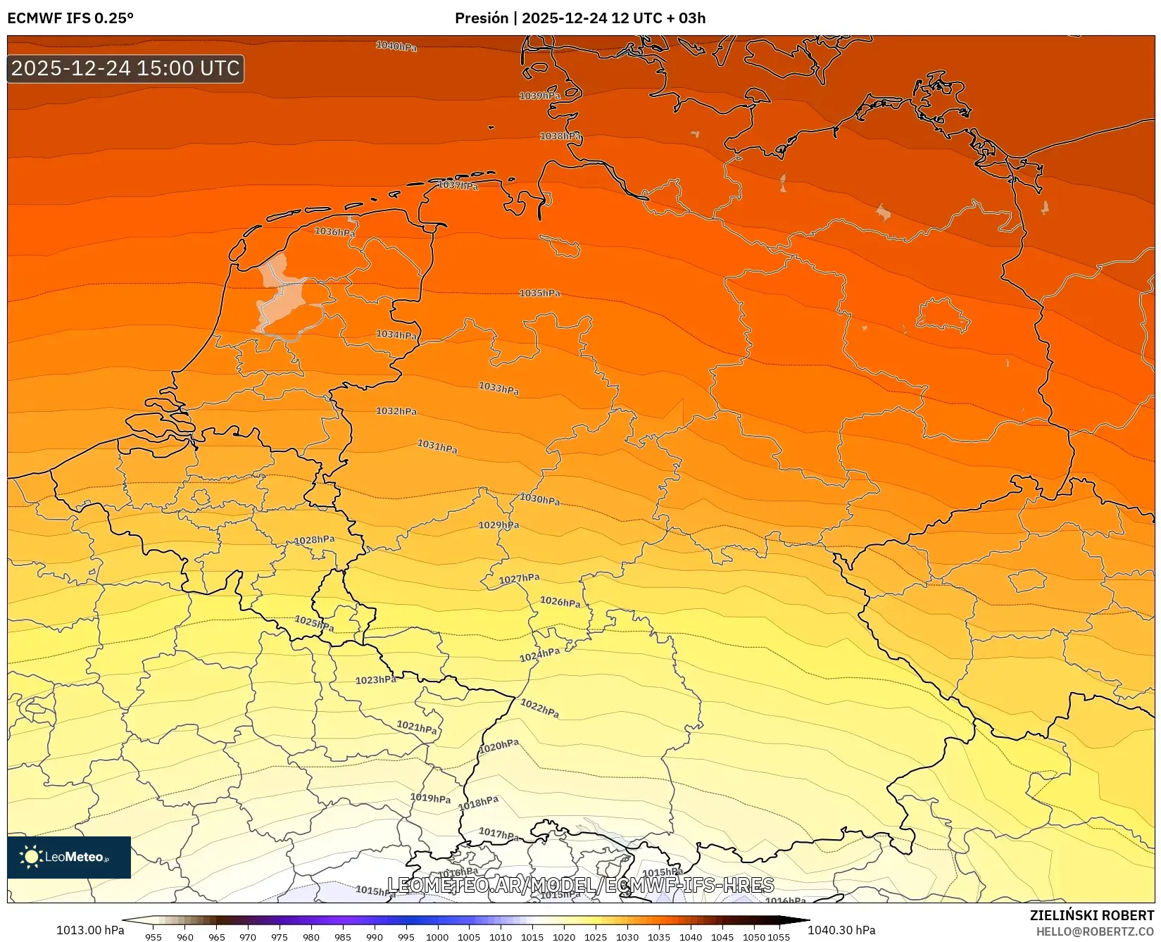 ECMWF IFS 0.25° model - Niemcy, Ciśnienie