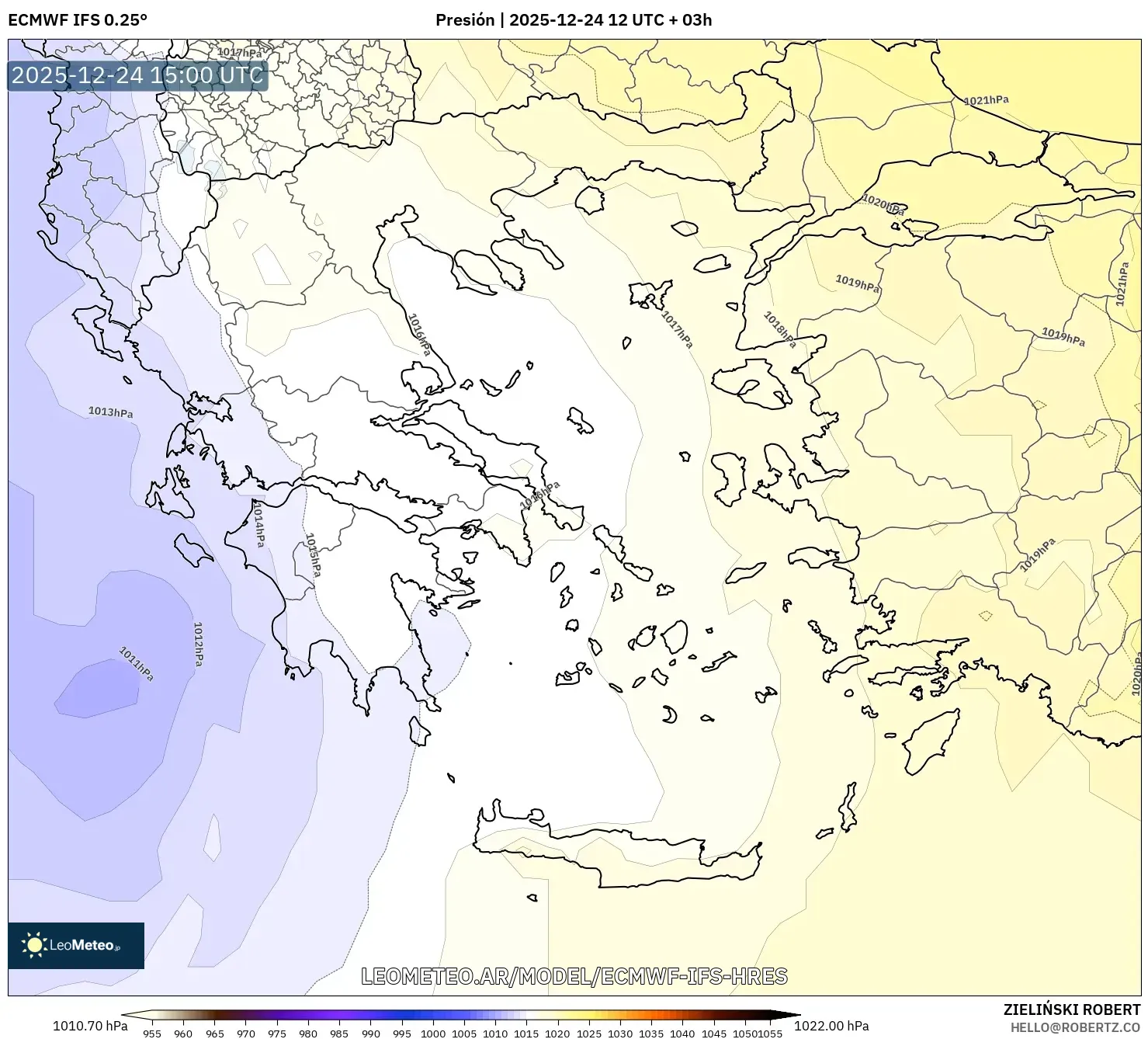 ECMWF IFS 0.25° model - Grecja, Ciśnienie