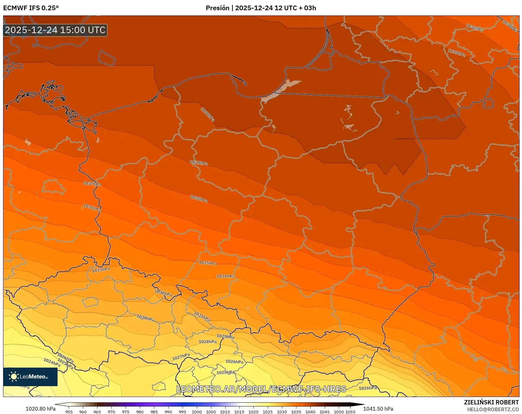 ECMWF IFS 0.25° model - Polska, Ciśnienie