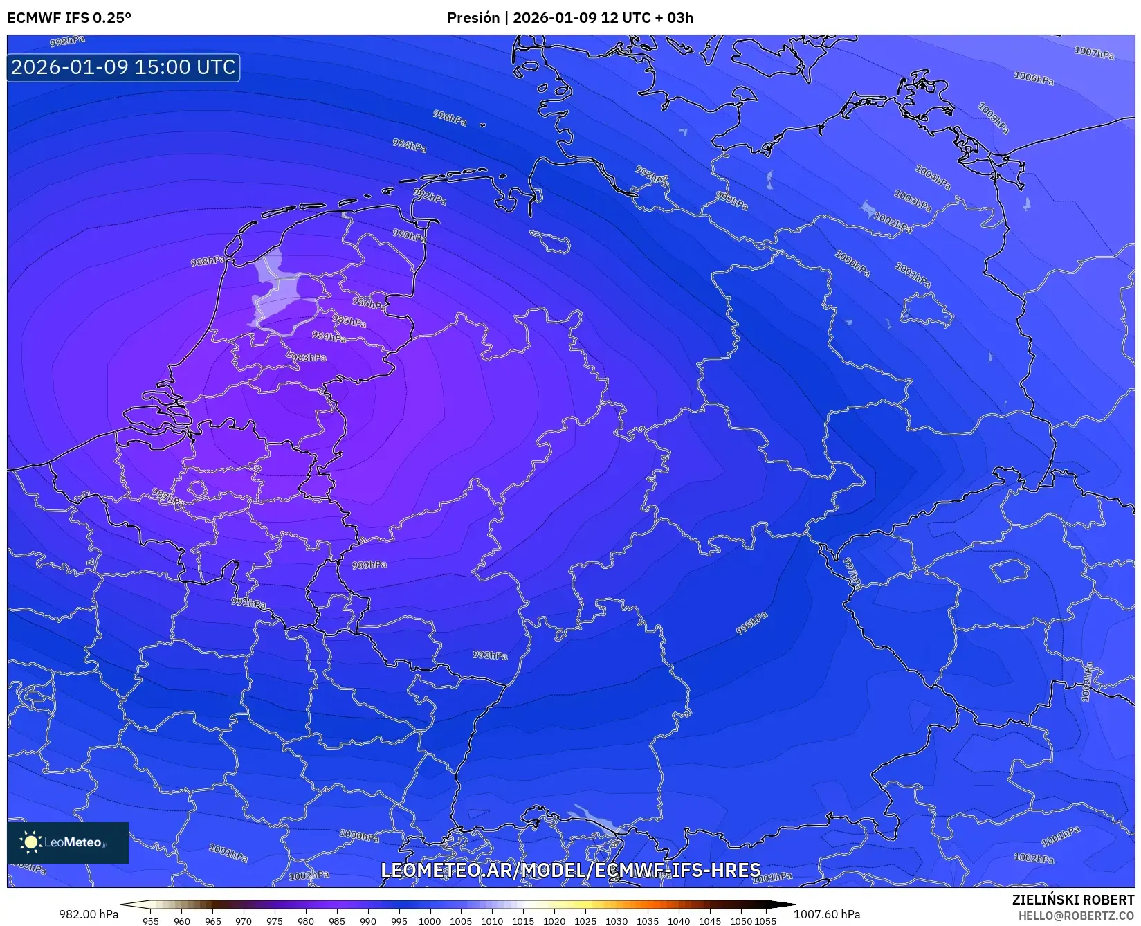 ECMWF IFS 0.25° model - Alemania, Presión