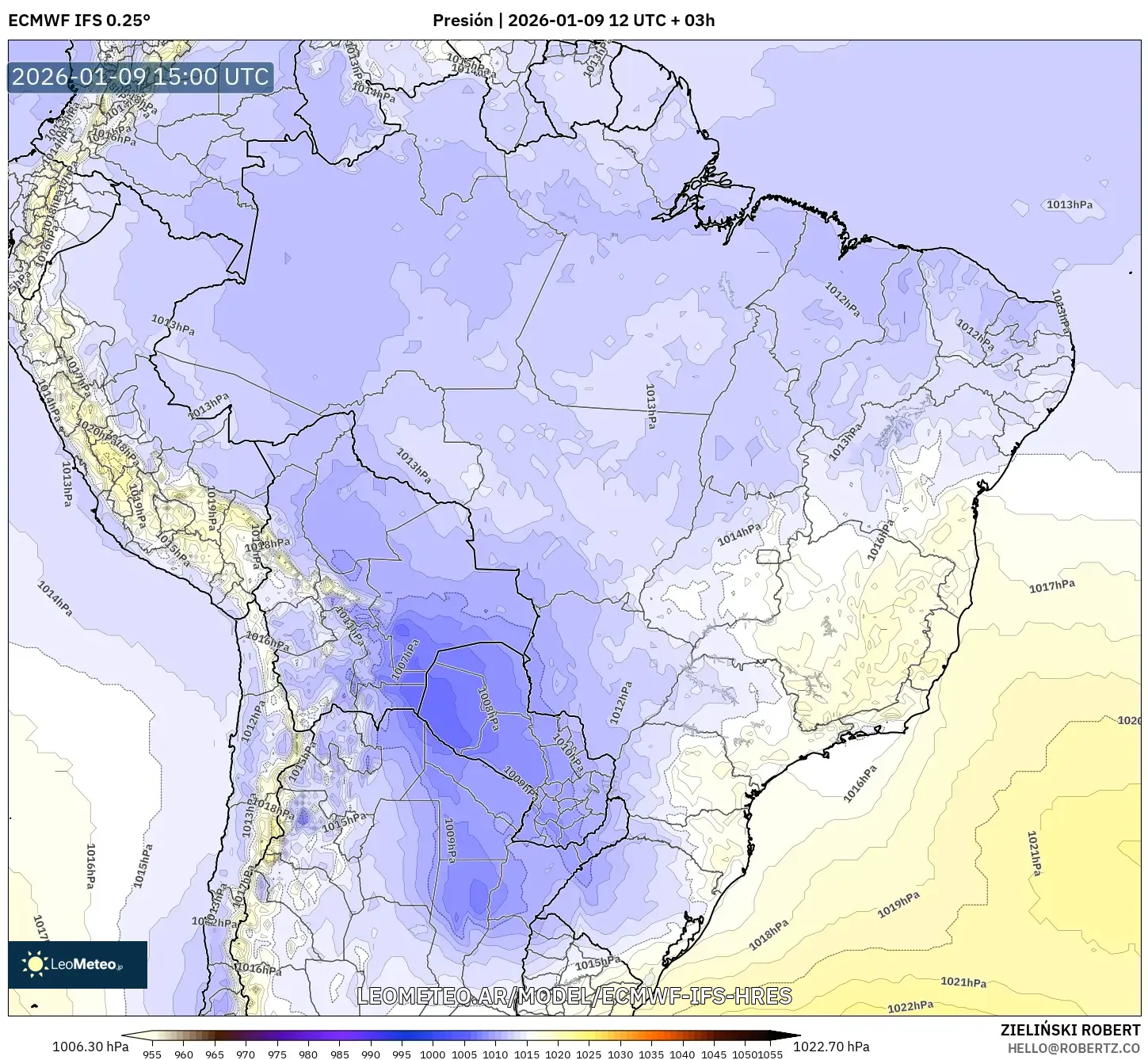 ECMWF IFS 0.25° model - Brasil, Presión