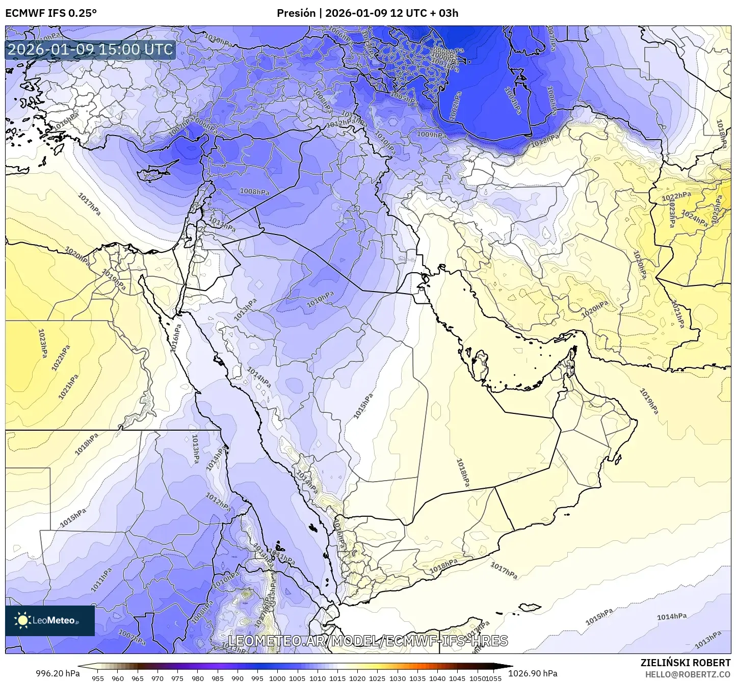 ECMWF IFS 0.25° model - Oriente Medio, Presión