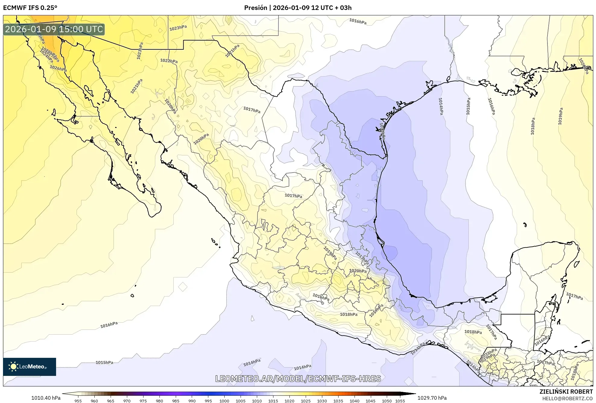 ECMWF IFS 0.25° model - México, Presión