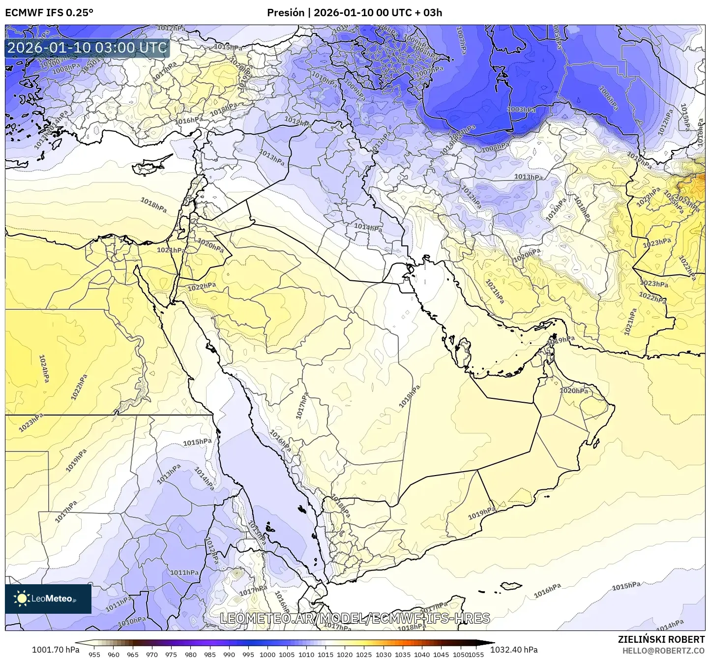 ECMWF IFS 0.25° model - Oriente Medio, Presión