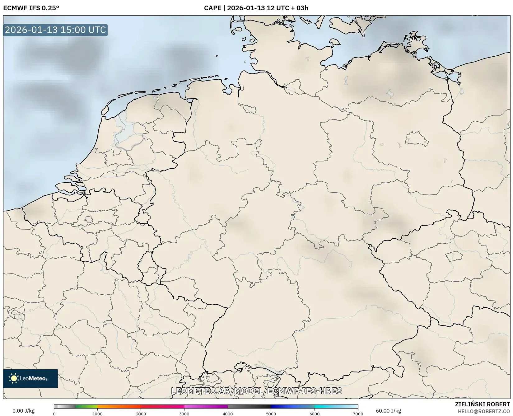 ECMWF IFS 0.25° model - Alemania, CAPE