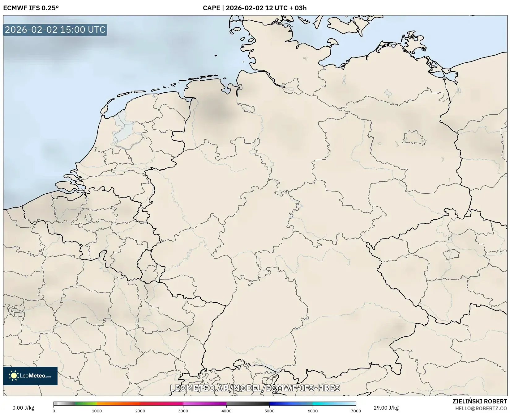 ECMWF IFS 0.25° model - Alemania, CAPE