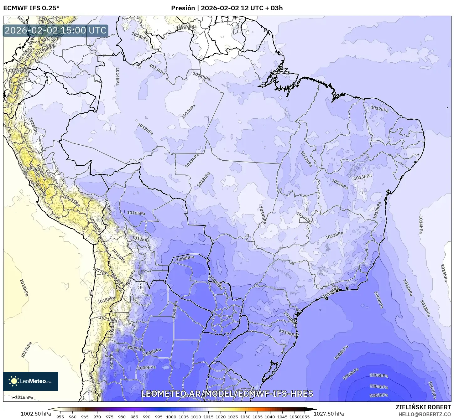 ECMWF IFS 0.25° model - Brasil, Presión