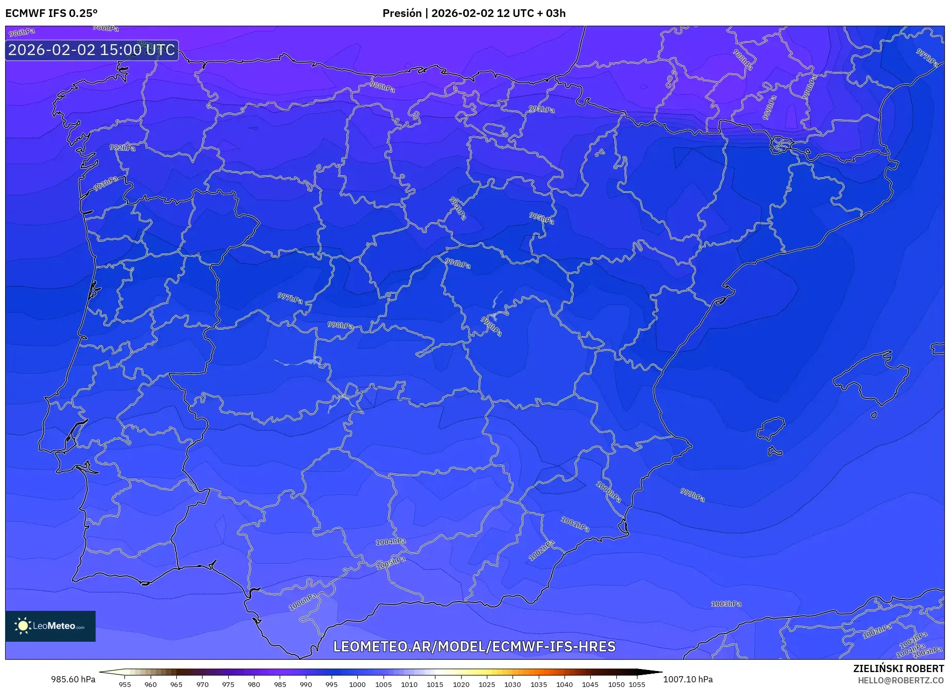 ECMWF IFS 0.25° model - España, Presión