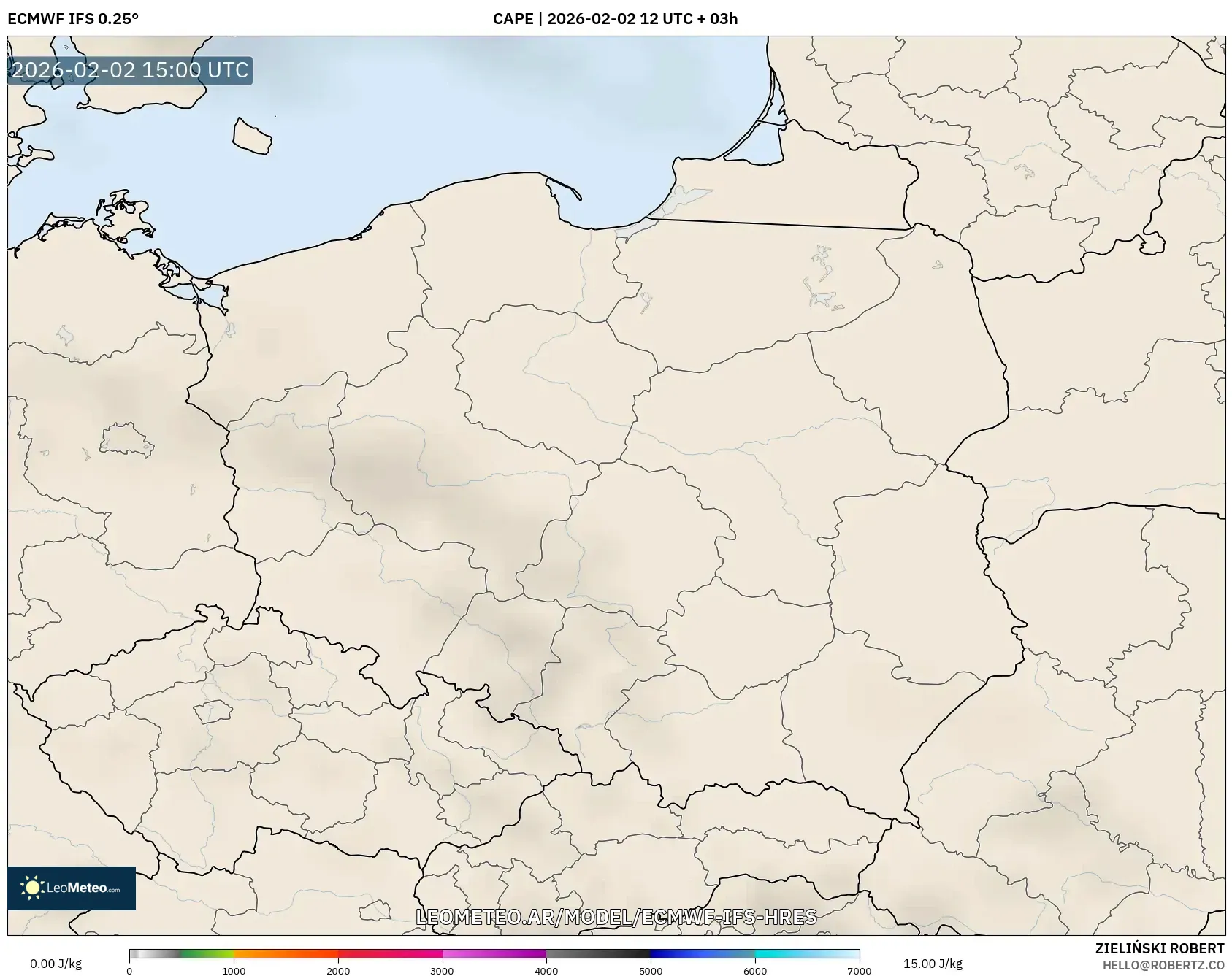 ECMWF IFS 0.25° model - Polonia, CAPE