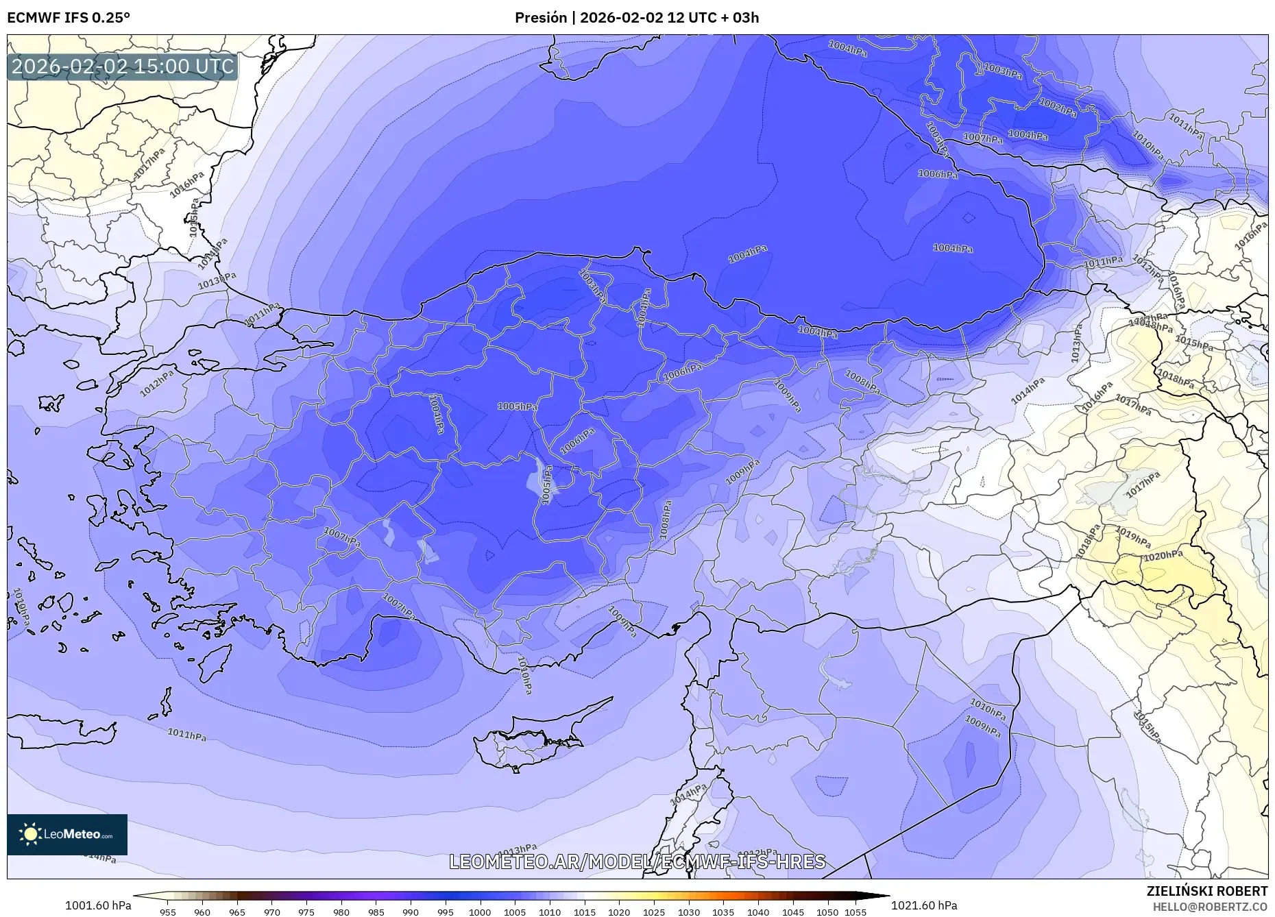 ECMWF IFS 0.25° model - Turquía, Presión