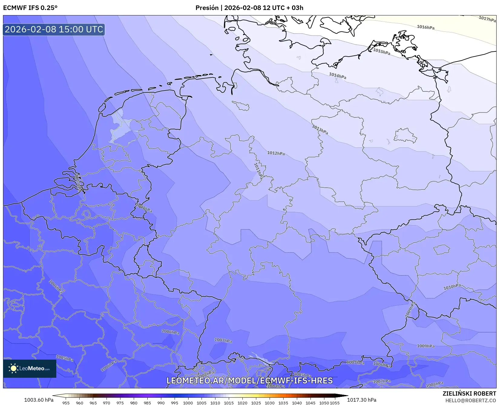 ECMWF IFS 0.25° model - Alemania, Presión