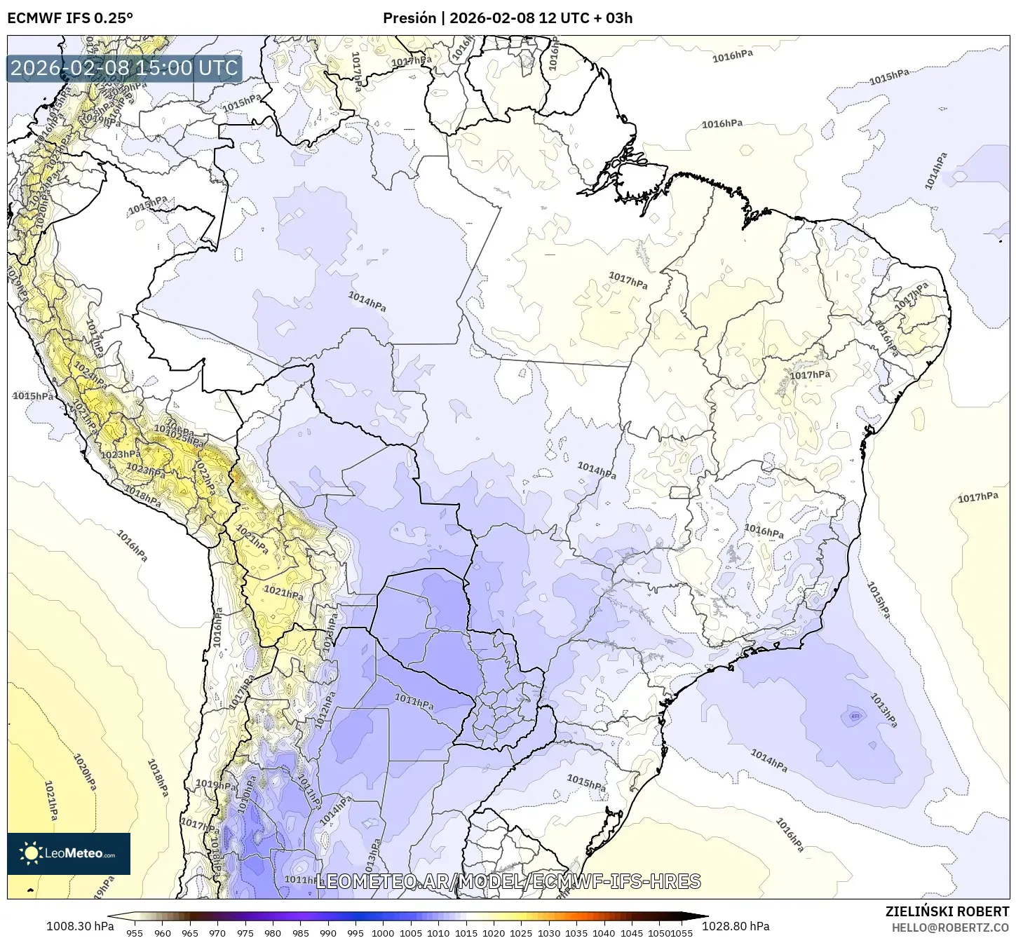 ECMWF IFS 0.25° model - Brasil, Presión