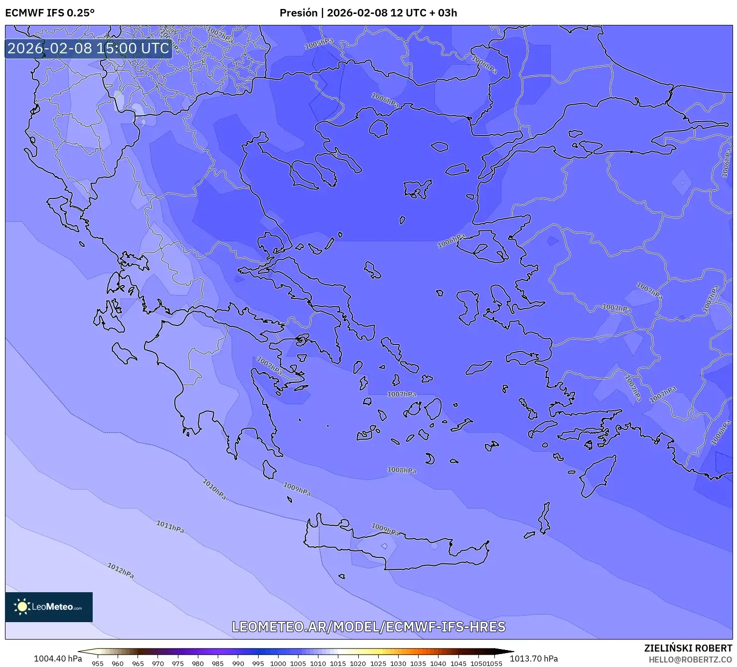 ECMWF IFS 0.25° model - Grecia, Presión