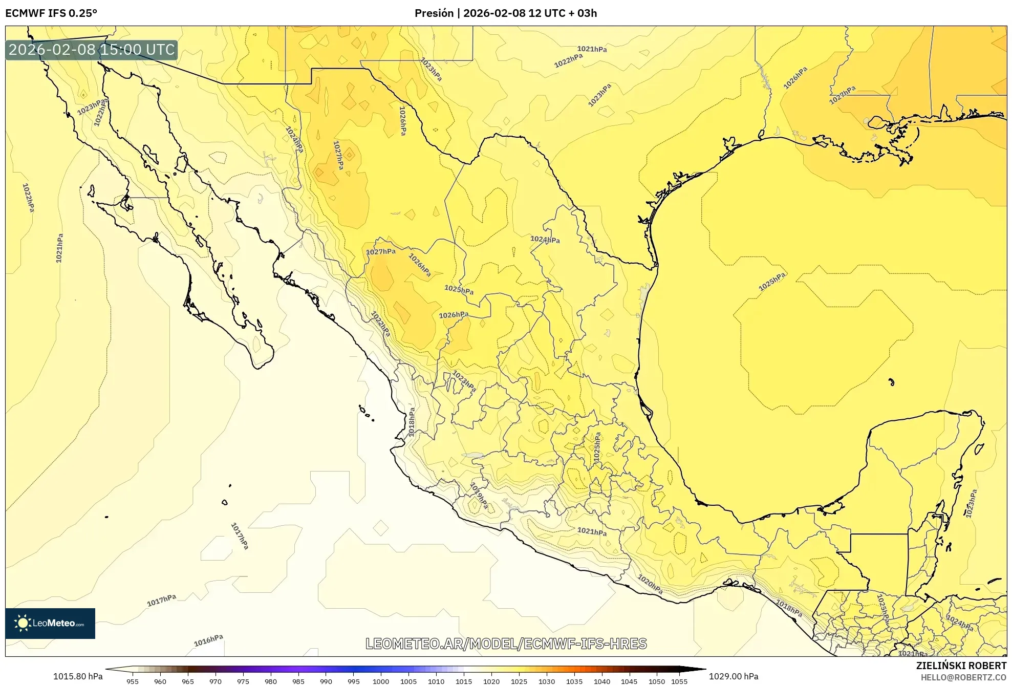 ECMWF IFS 0.25° model - México, Presión