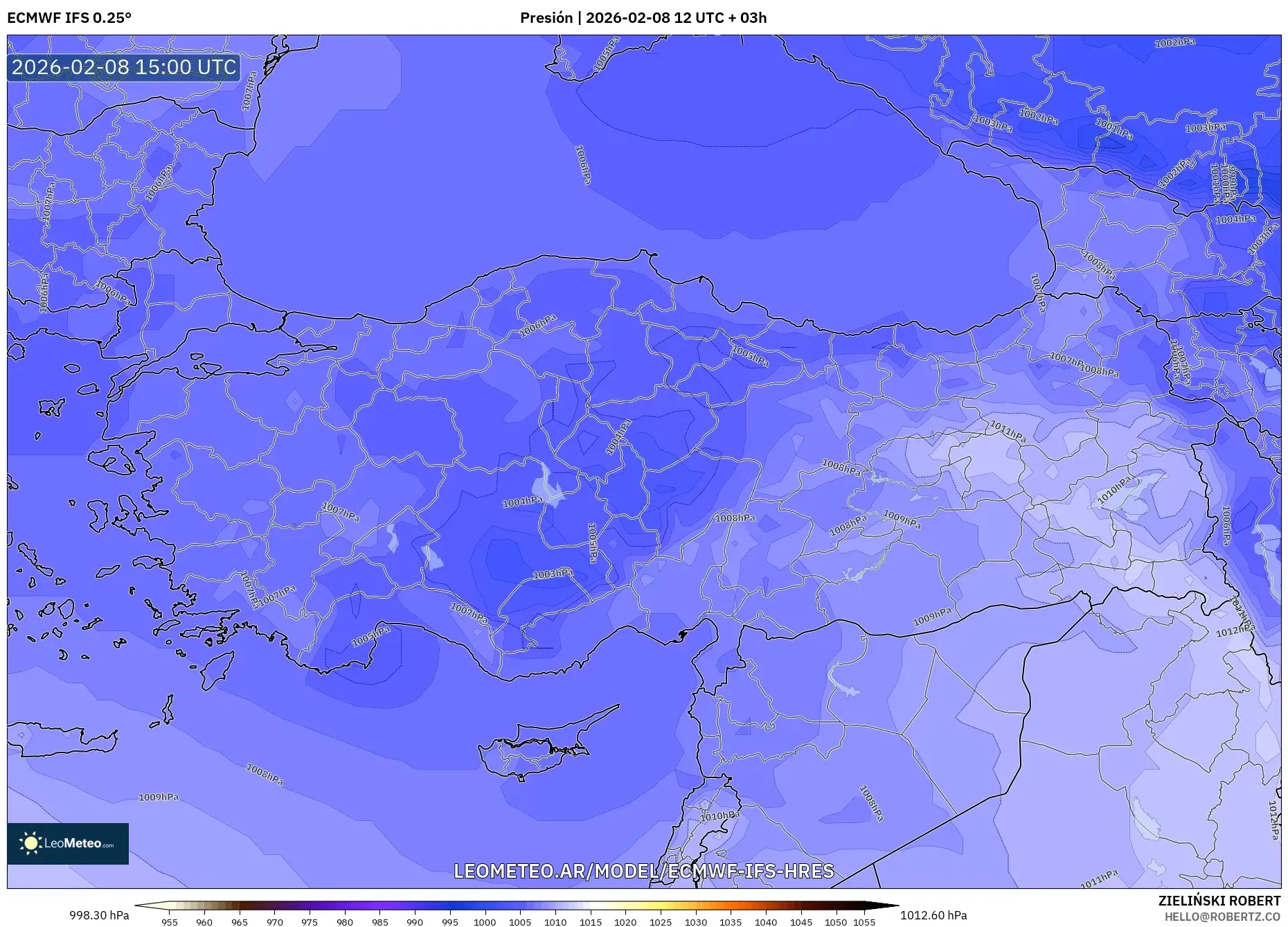 ECMWF IFS 0.25° model - Turquía, Presión