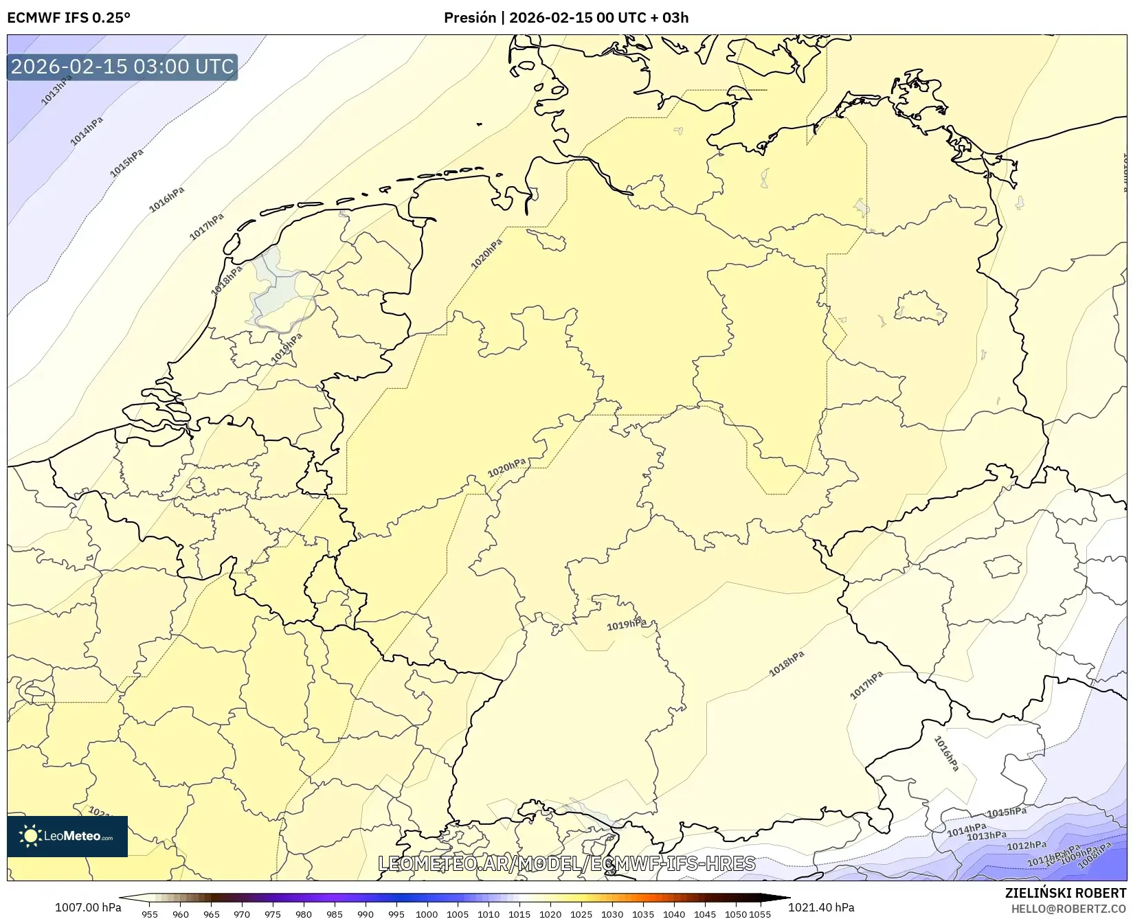 ECMWF IFS 0.25° model - Alemania, Presión
