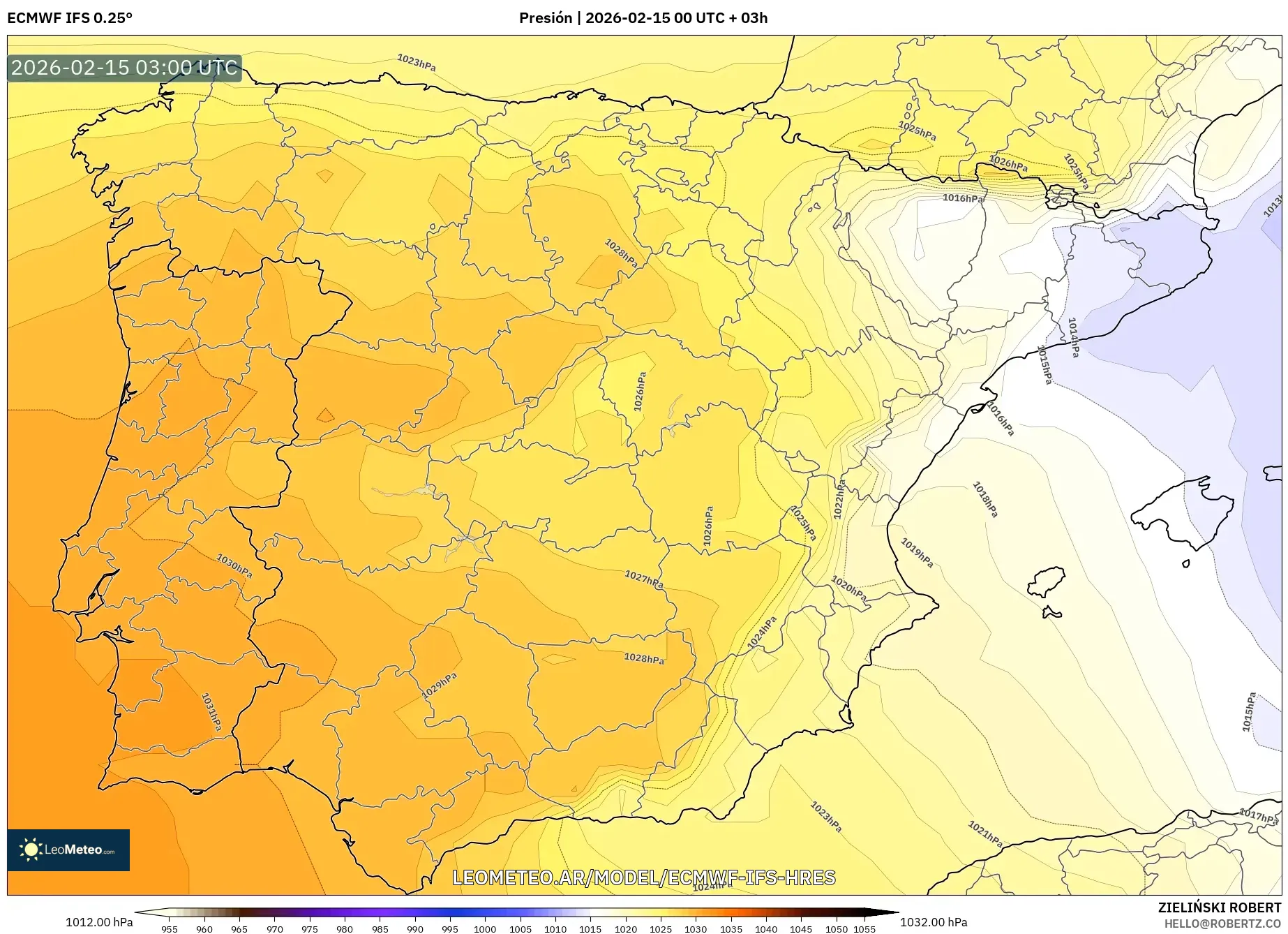 ECMWF IFS 0.25° model - España, Presión