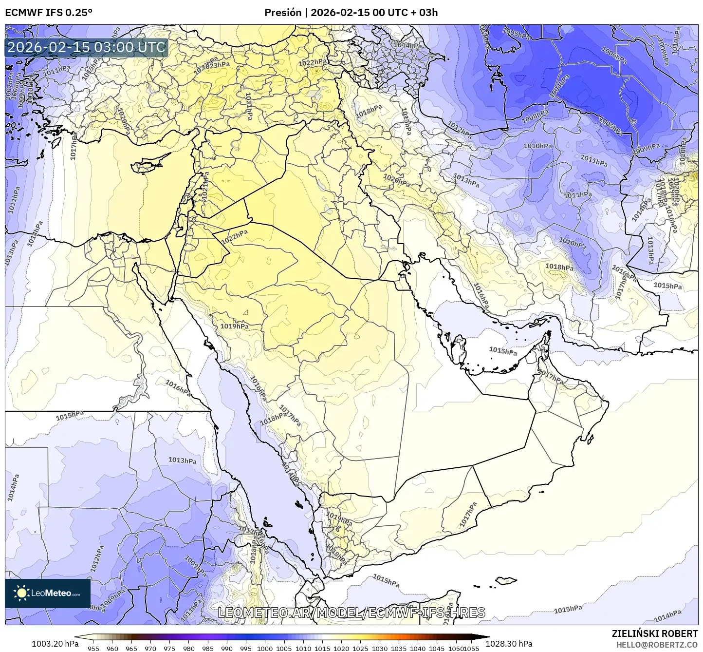 ECMWF IFS 0.25° model - Oriente Medio, Presión