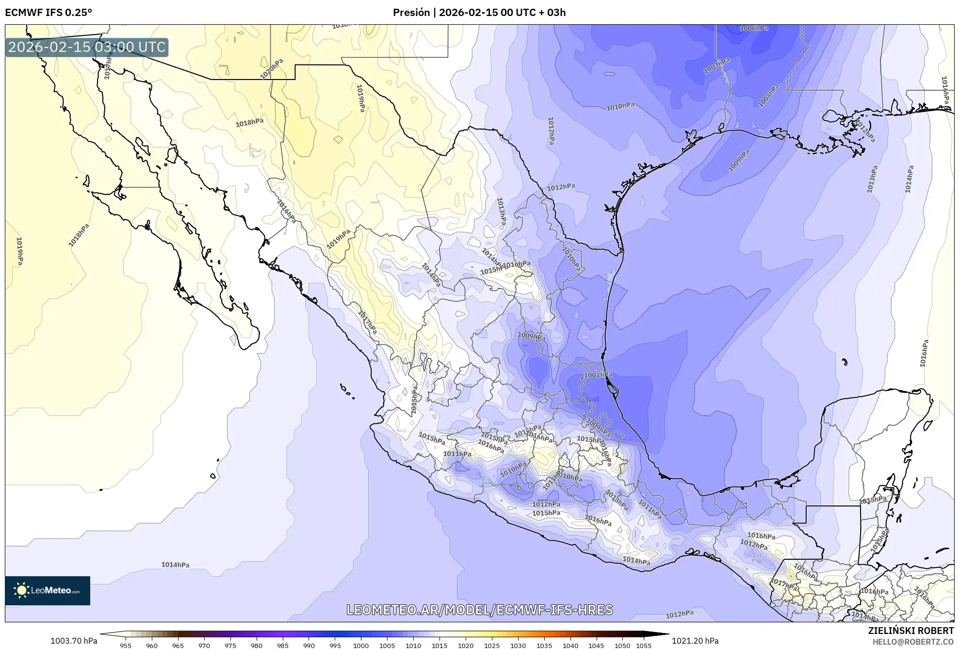 ECMWF IFS 0.25° model - México, Presión