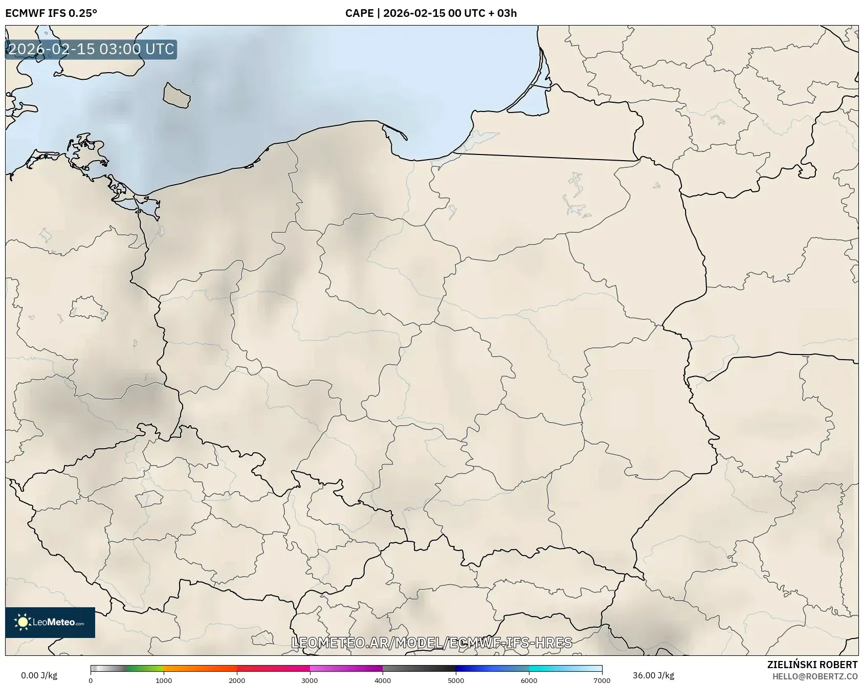 ECMWF IFS 0.25° model - Polonia, CAPE