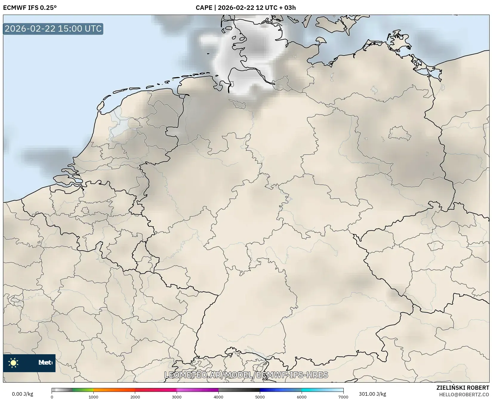 ECMWF IFS 0.25° model - Niemcy, CAPE