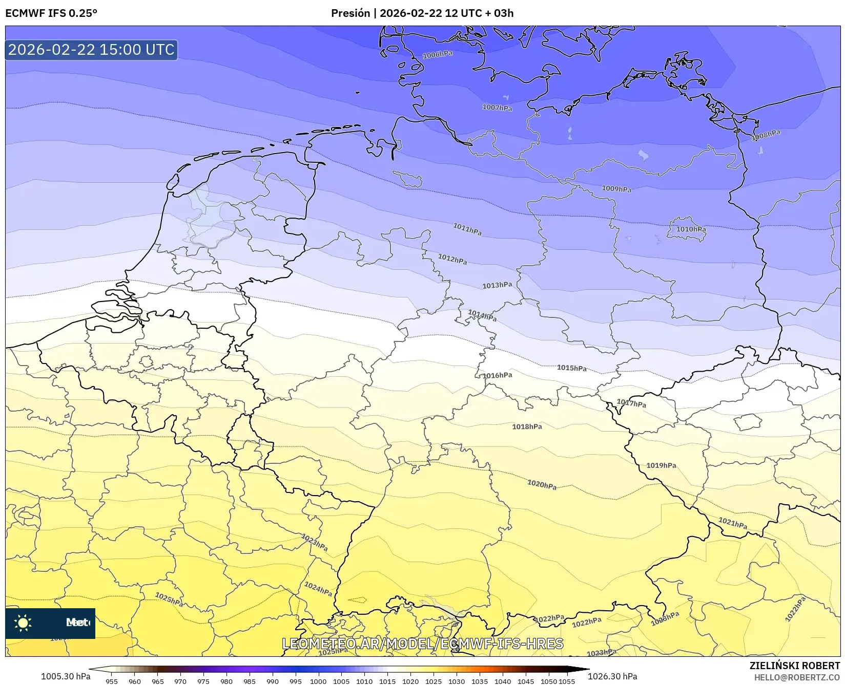 ECMWF IFS 0.25° model - Niemcy, Ciśnienie