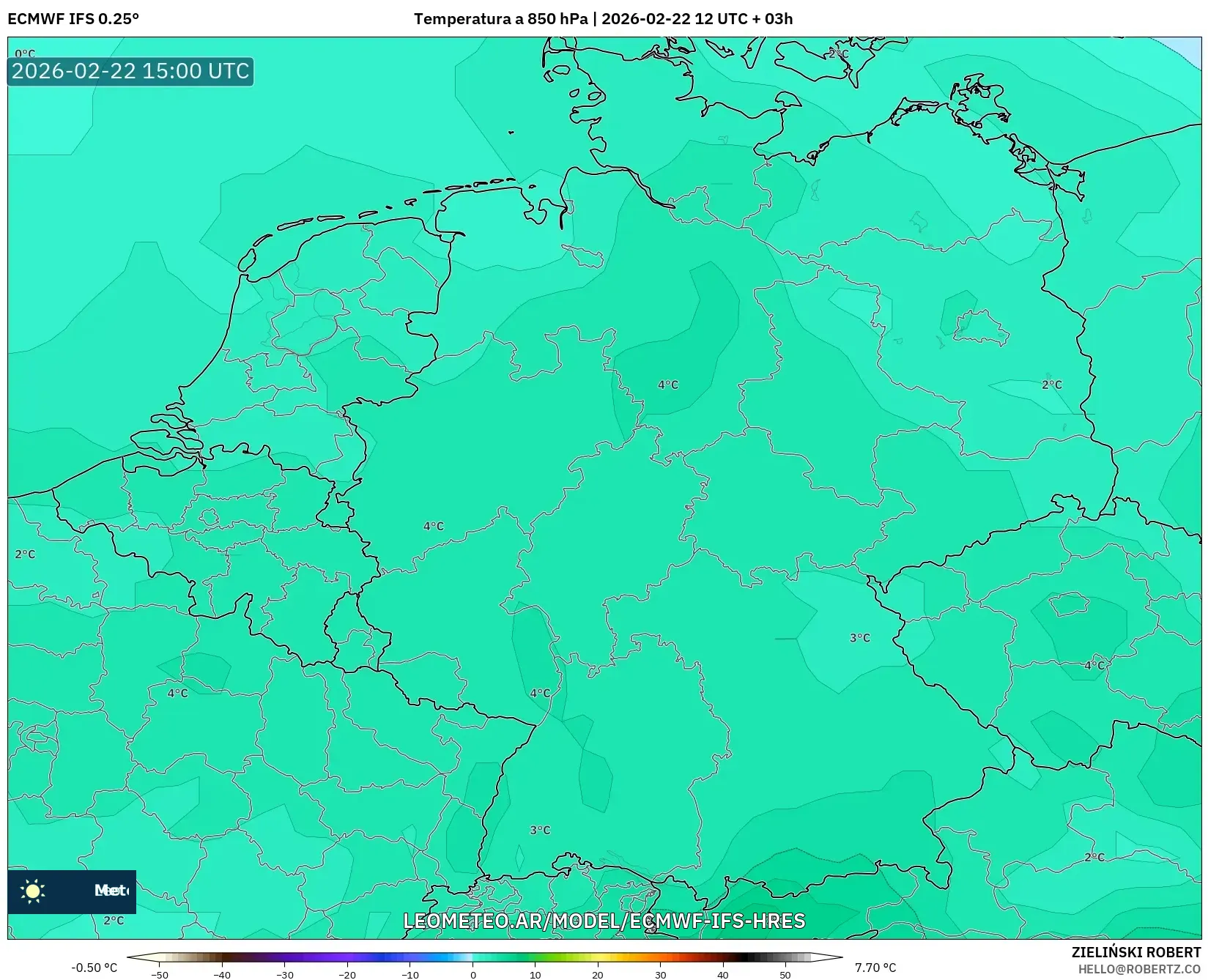 ECMWF IFS 0.25° model - Niemcy, Temperatura na 850 hPa