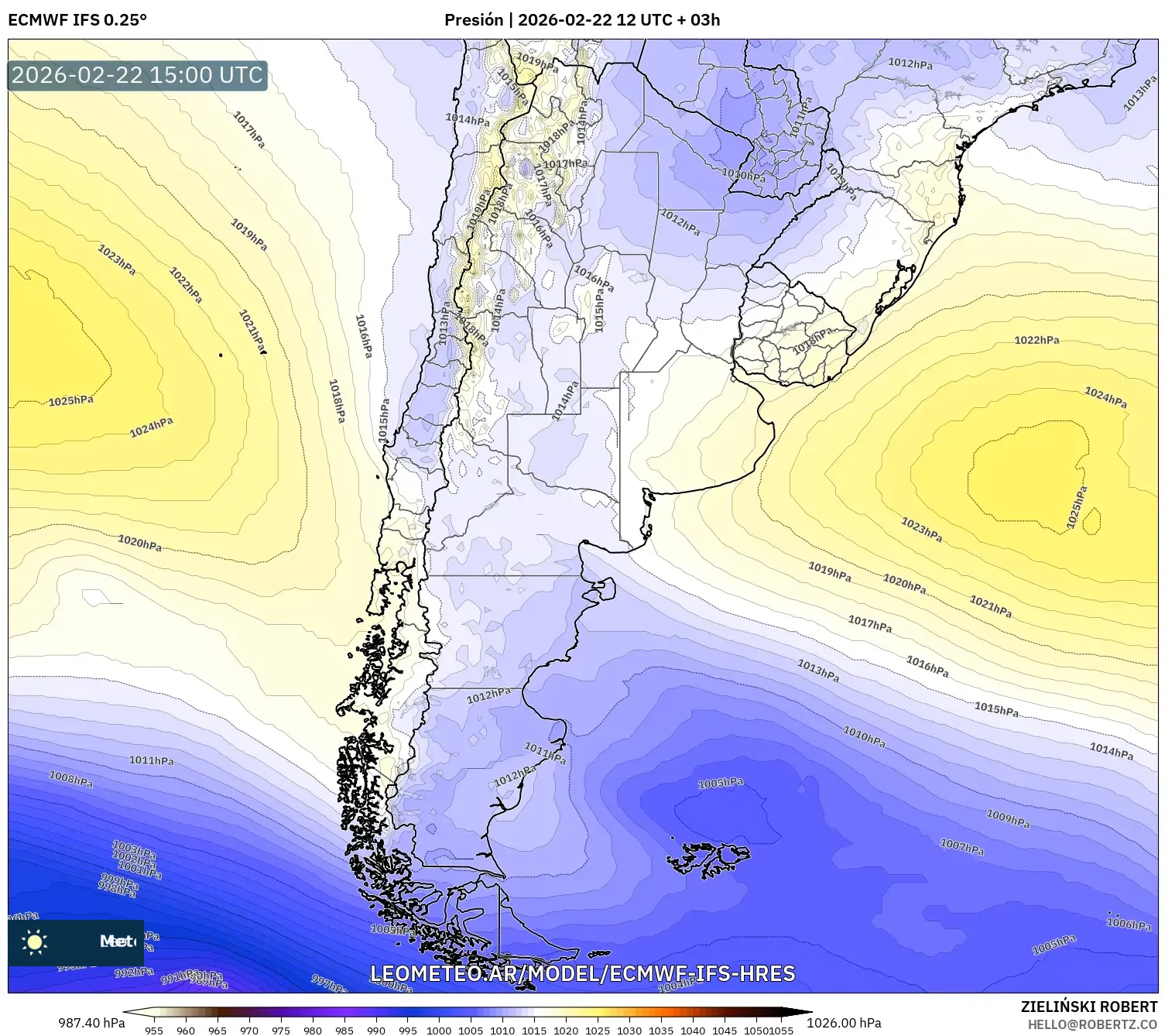 ECMWF IFS 0.25° model - Argentyna, Ciśnienie