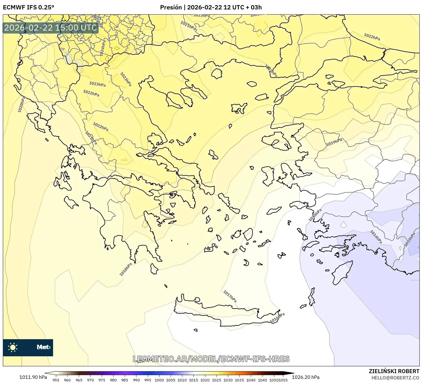 ECMWF IFS 0.25° model - Grecja, Ciśnienie