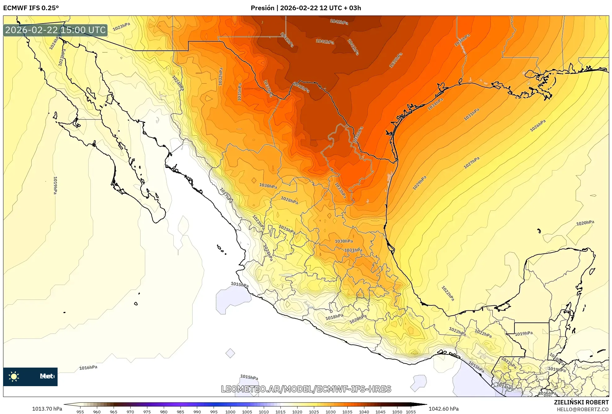 ECMWF IFS 0.25° model - Meksyk, Ciśnienie