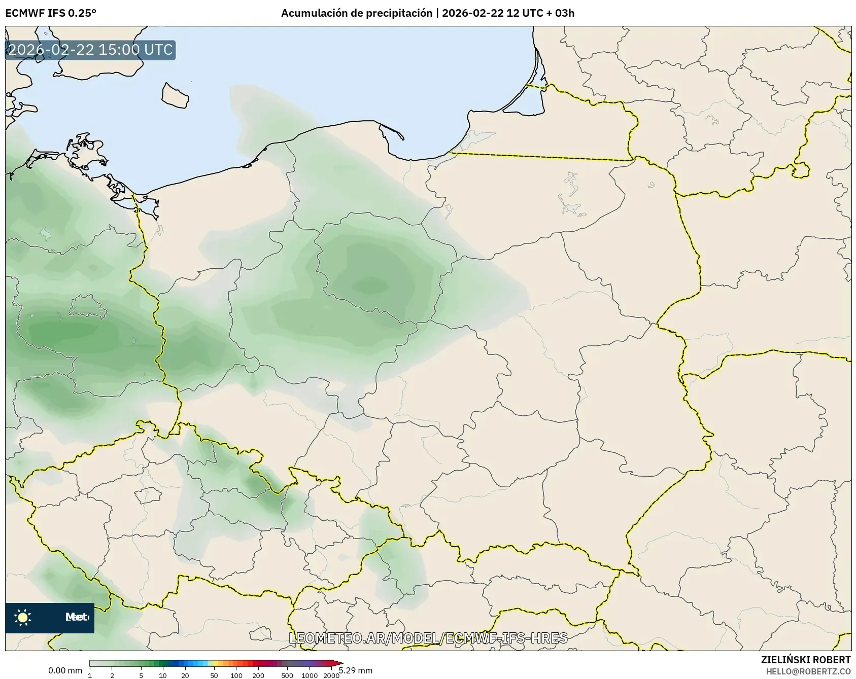 ECMWF IFS 0.25° model - Polska, Suma opadów