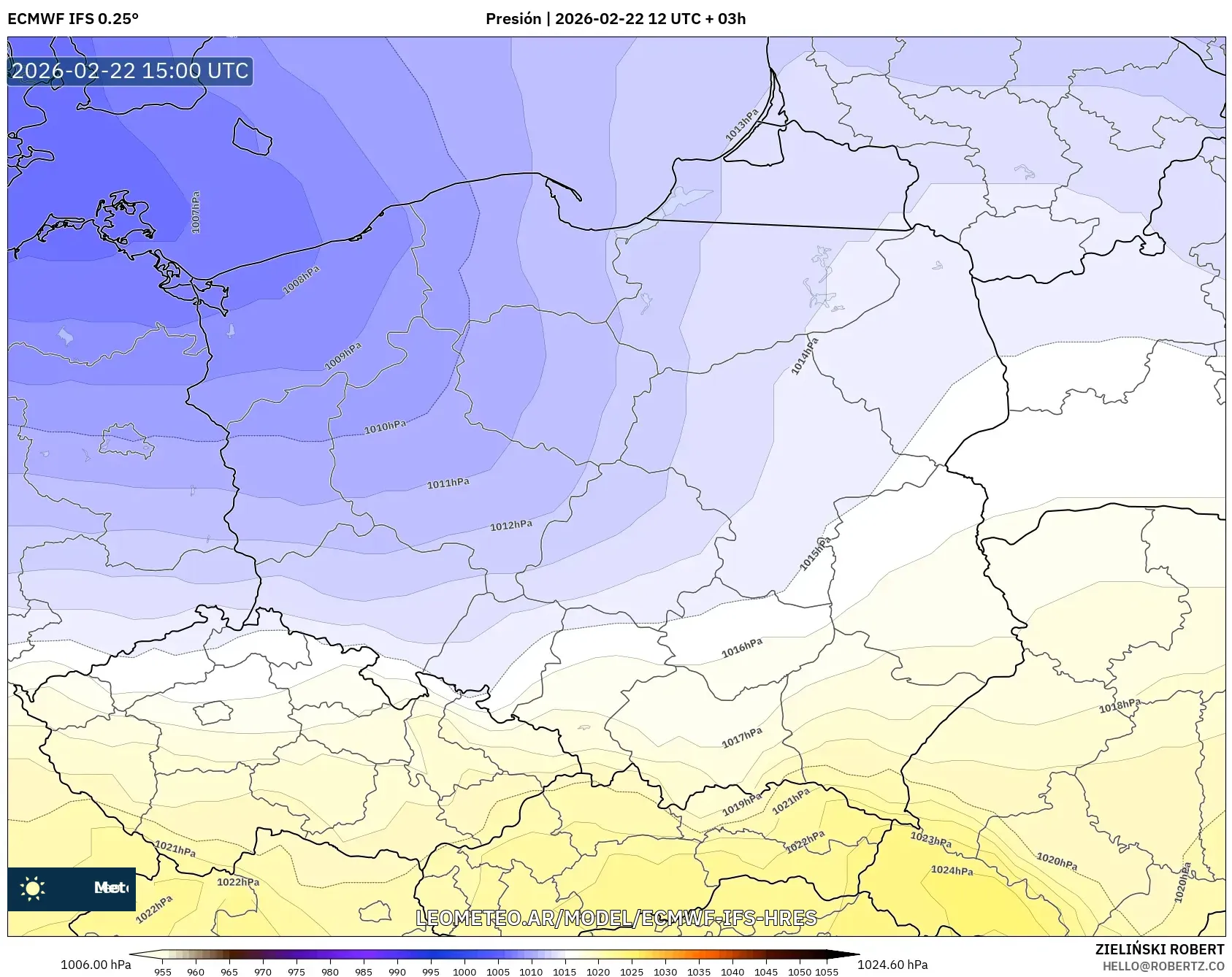 ECMWF IFS 0.25° model - Polska, Ciśnienie