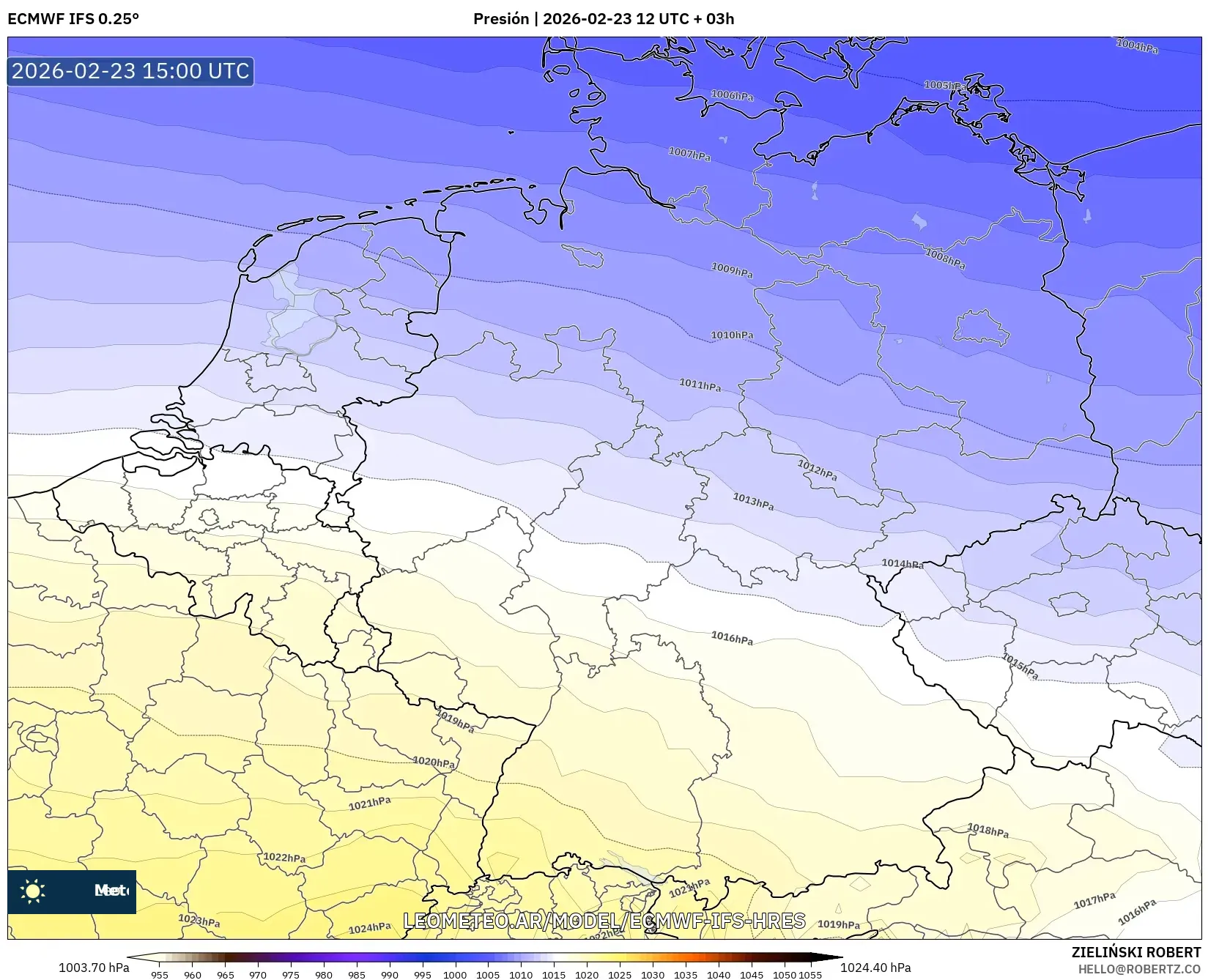 ECMWF IFS 0.25° model - Alemania, Presión