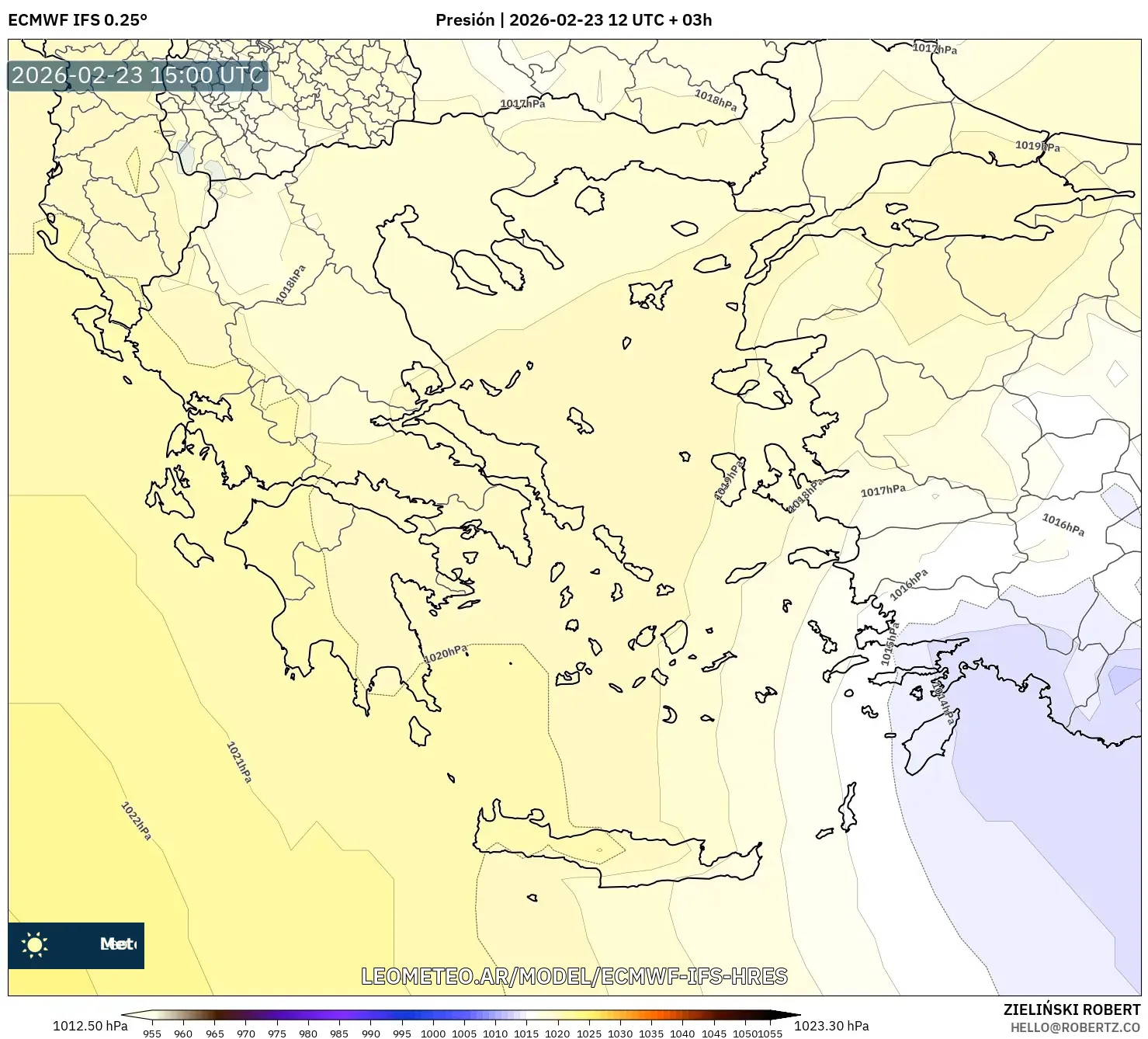 ECMWF IFS 0.25° model - Grecia, Presión