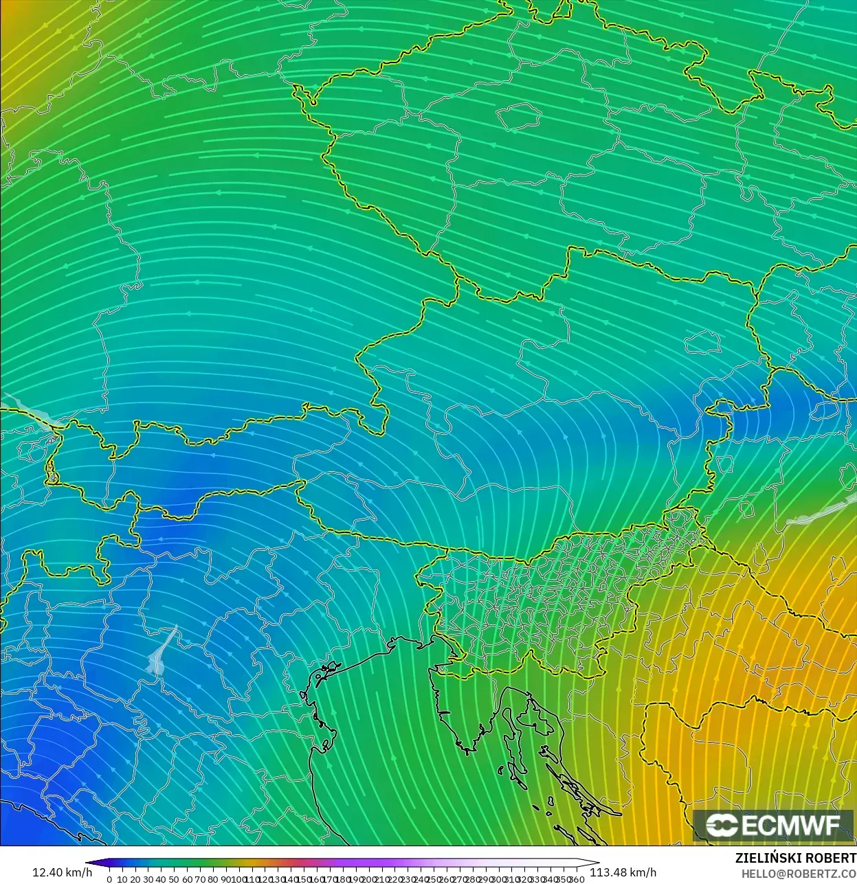 ECMWF IFS 0.25° modelo - Austria, Viento a 300 hPa (corriente en chorro)
