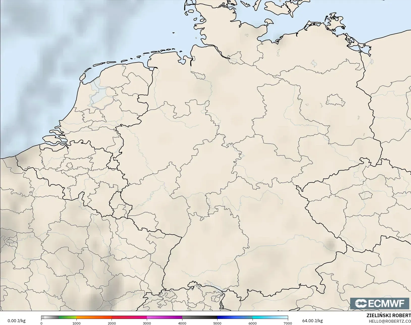 ECMWF IFS 0.25° modelo - Alemania, CAPE