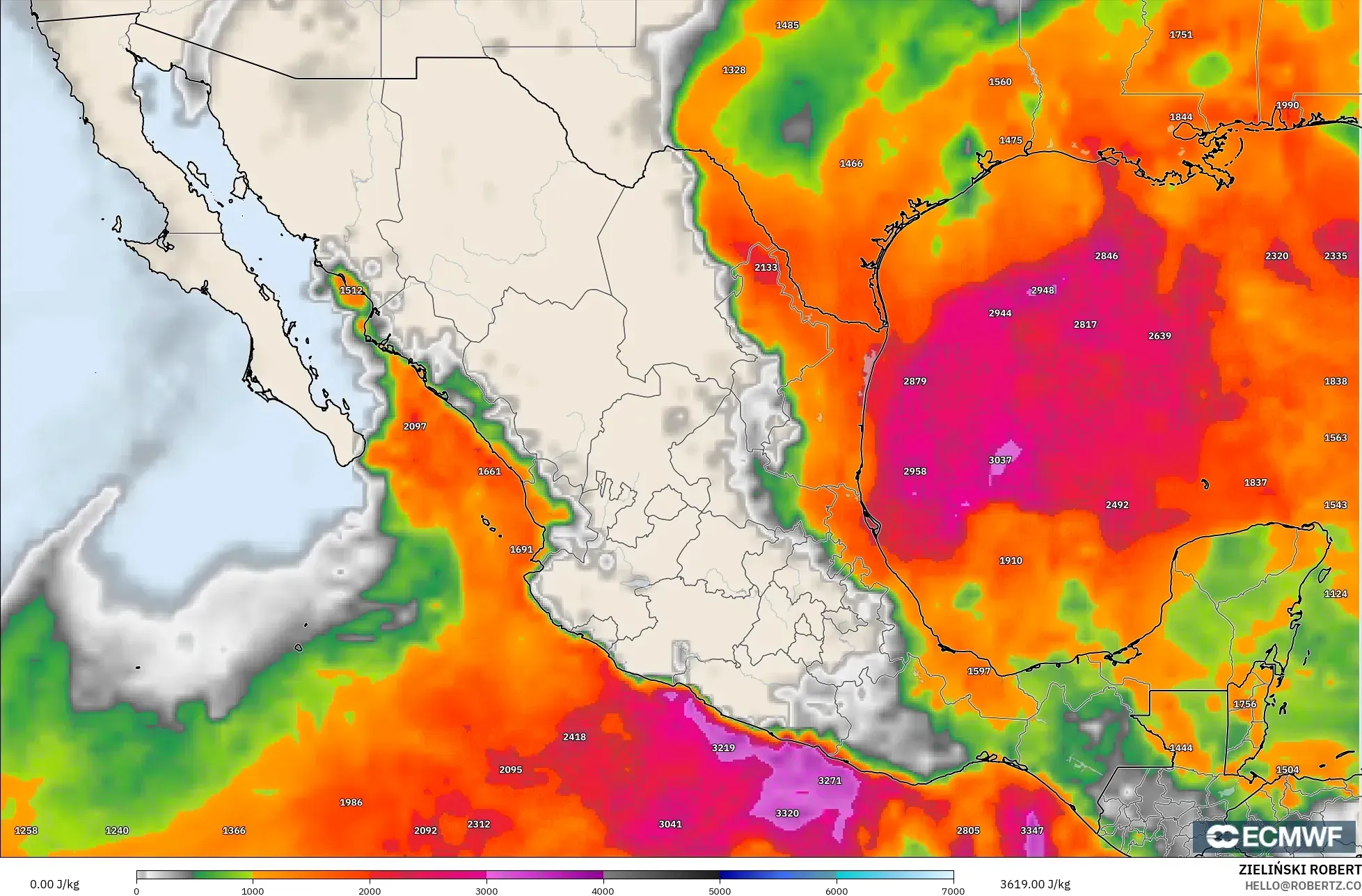 ECMWF IFS 0.25° modelo - México, CAPE