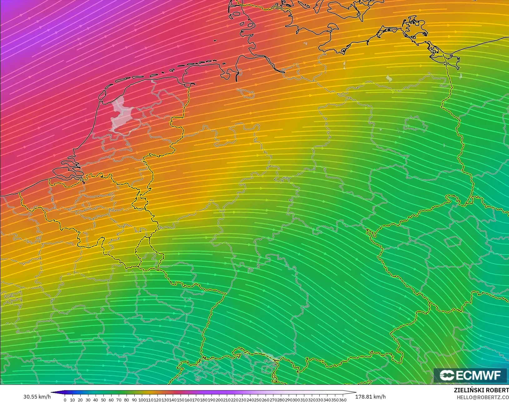 ECMWF IFS 0.25° modelo - Alemania, Viento a 300 hPa (corriente en chorro)