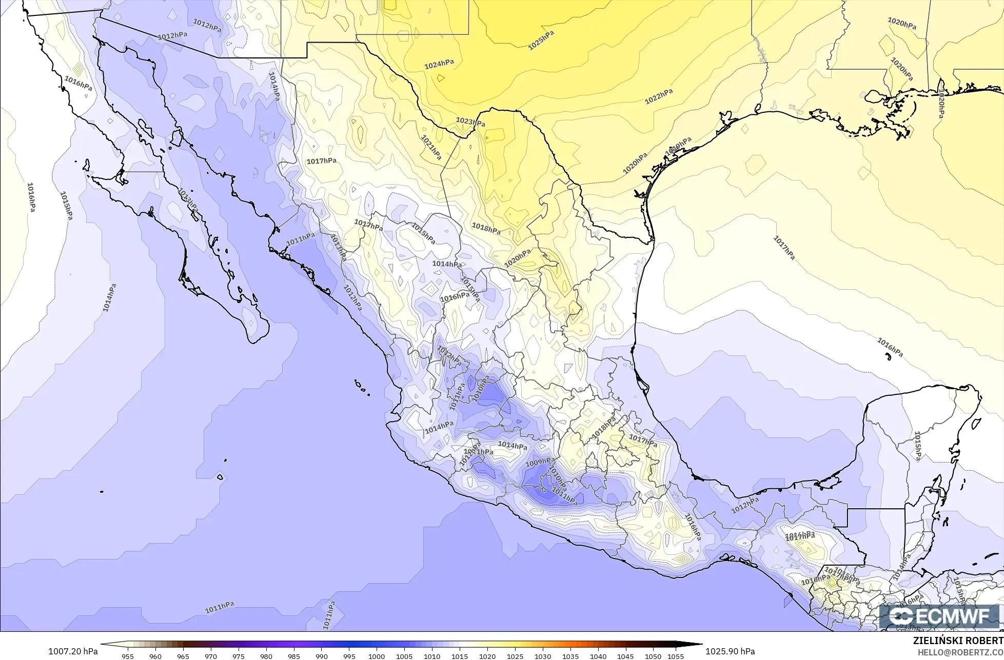 ECMWF IFS 0.25° modelo - México, Presión