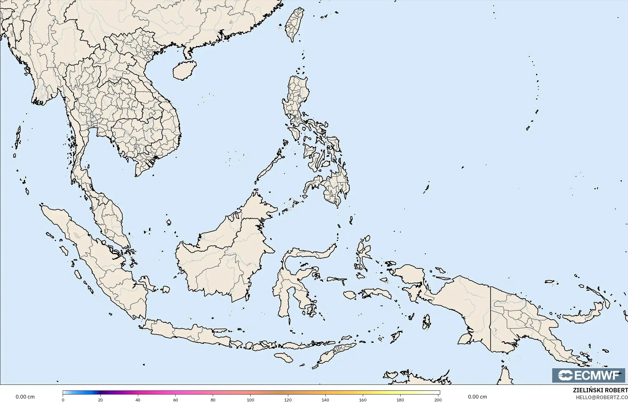 ECMWF IFS 0.25° modelo - Sudeste Asiático, Profundidad de nieve