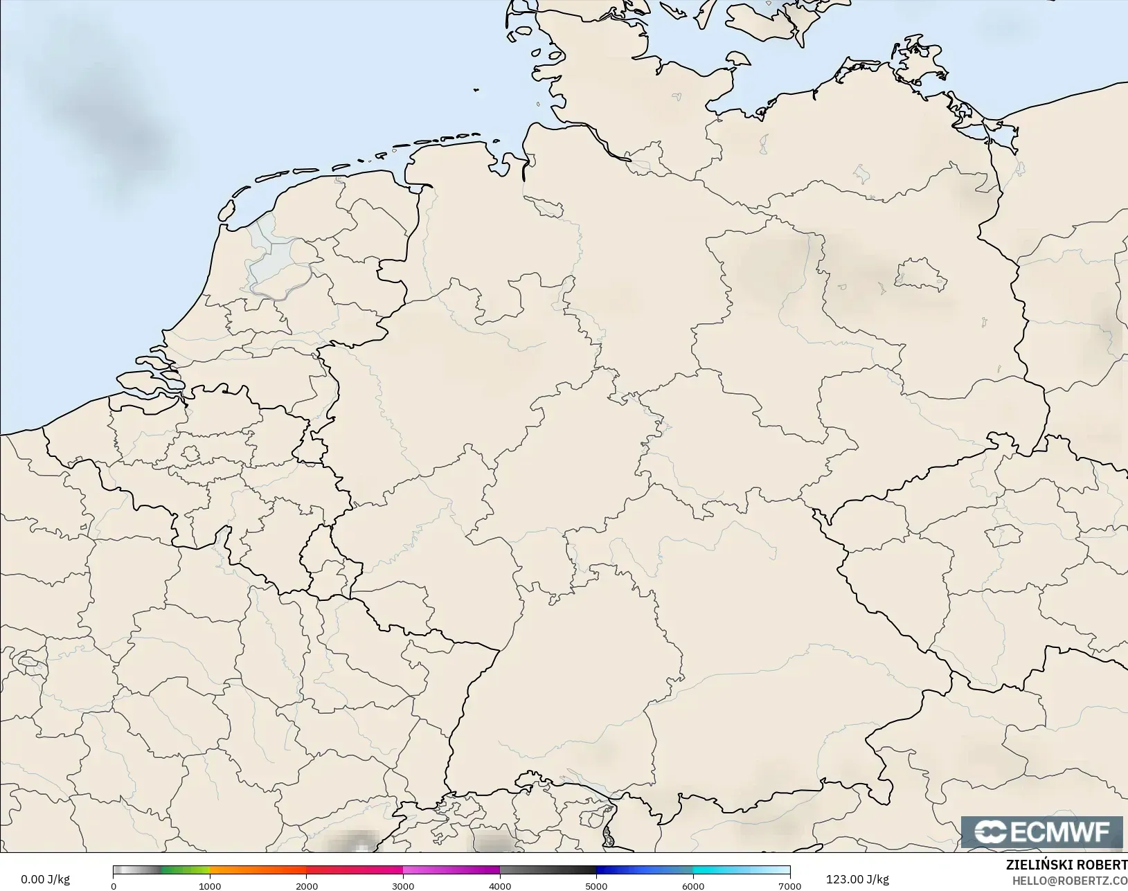 ECMWF IFS 0.25° modelo - Alemania, CAPE