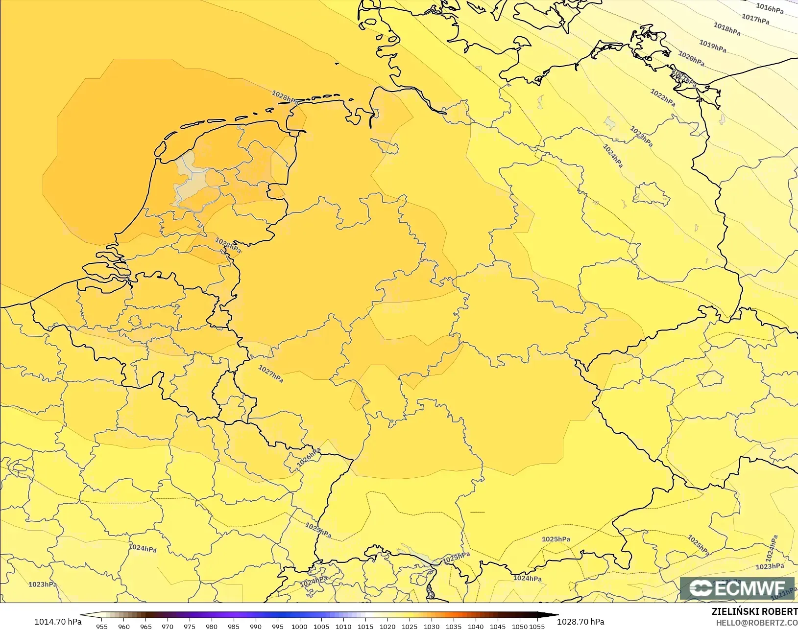 ECMWF IFS 0.25° modelo - Alemania, Presión