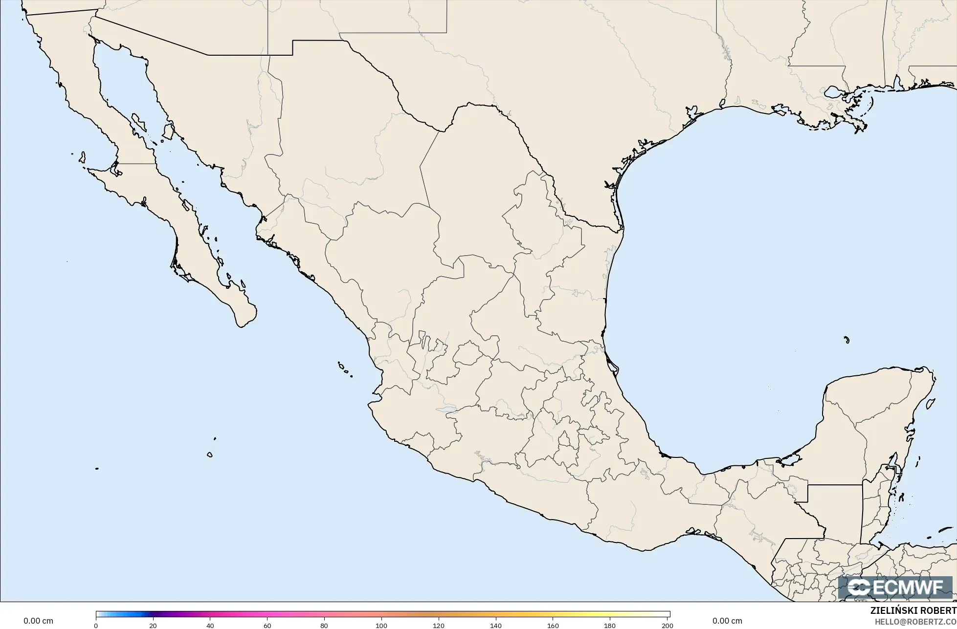 ECMWF IFS 0.25° modelo - México, Profundidad de nieve