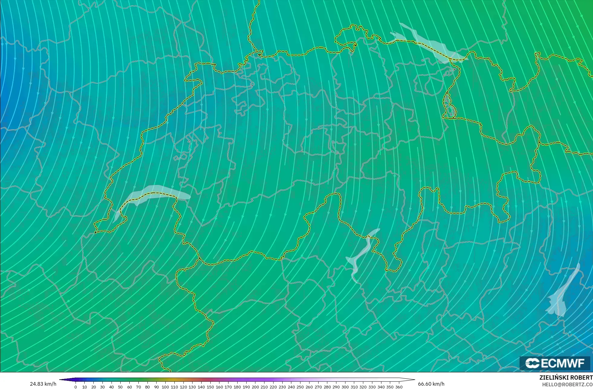 ECMWF IFS 0.25° modelo - Suiza, Viento a 300 hPa (corriente en chorro)