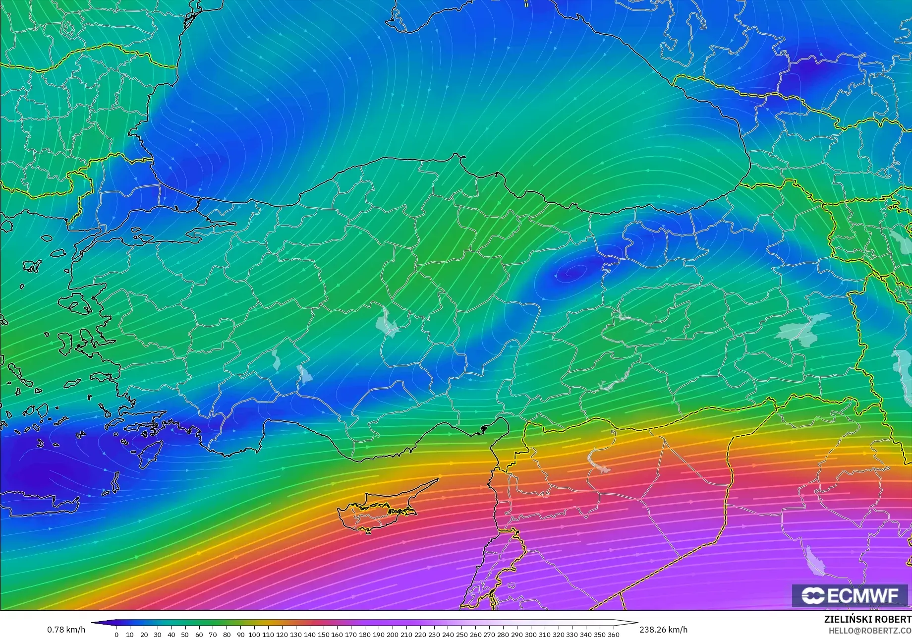 ECMWF IFS 0.25° modelo - Turquía, Viento a 300 hPa (corriente en chorro)